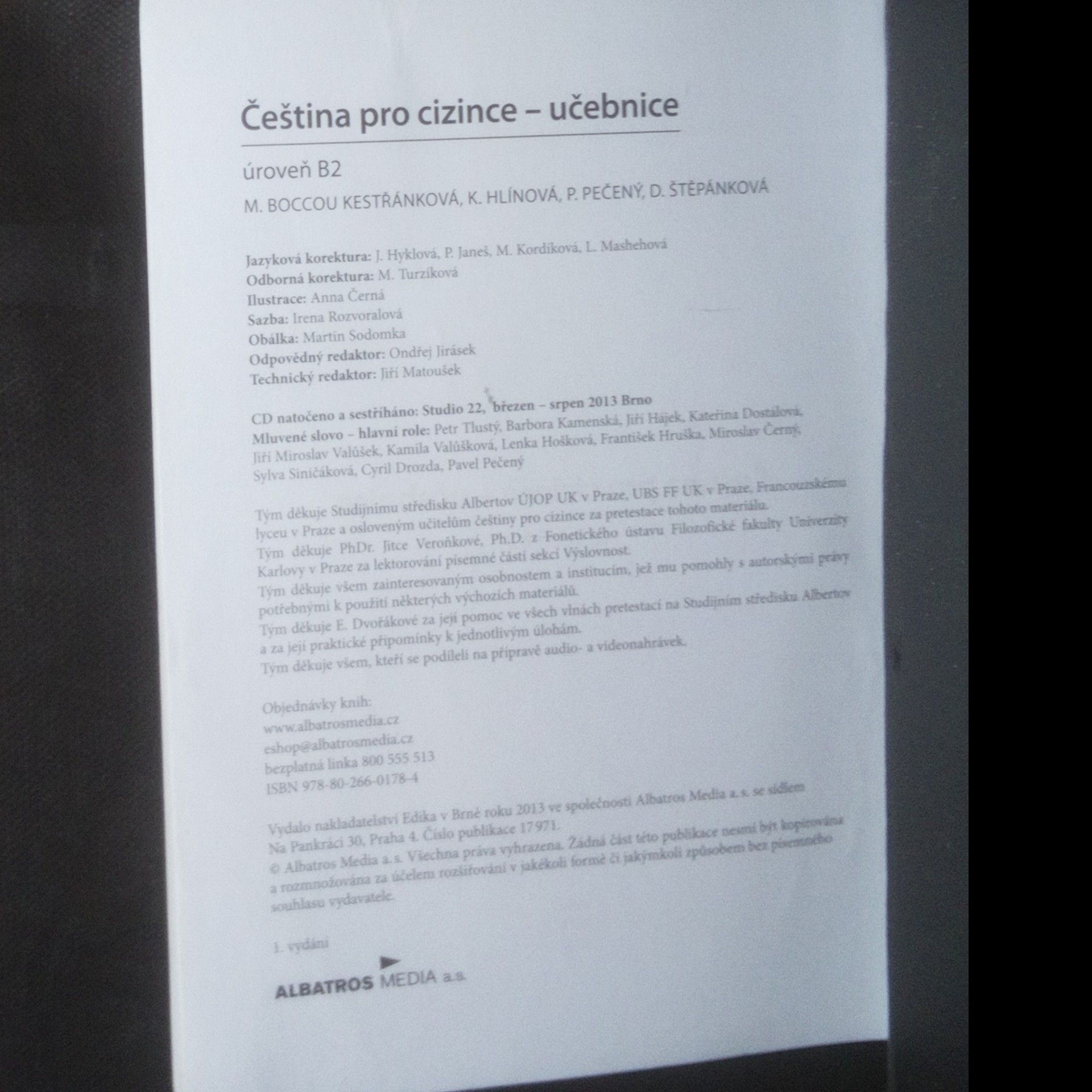 Marie Boccou Kestřánková Čeština pro cizince. Cvičebnice. Učebnice ; úroveň B2