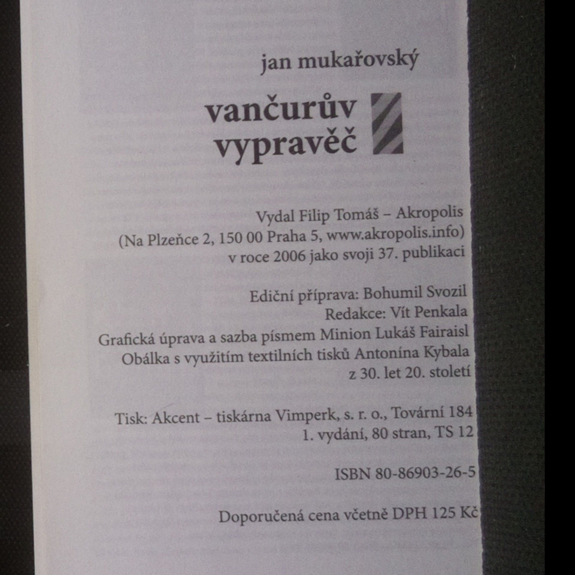 Jan Mukařovský Vančurův vypravěč