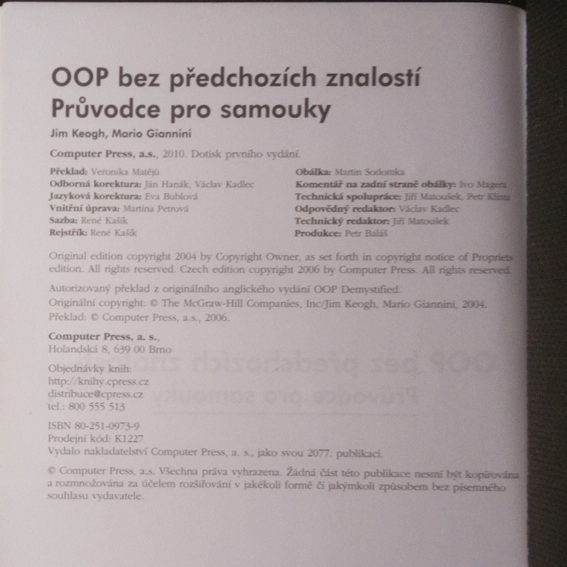 Jim Keogh OOP bez předchozích znalostí