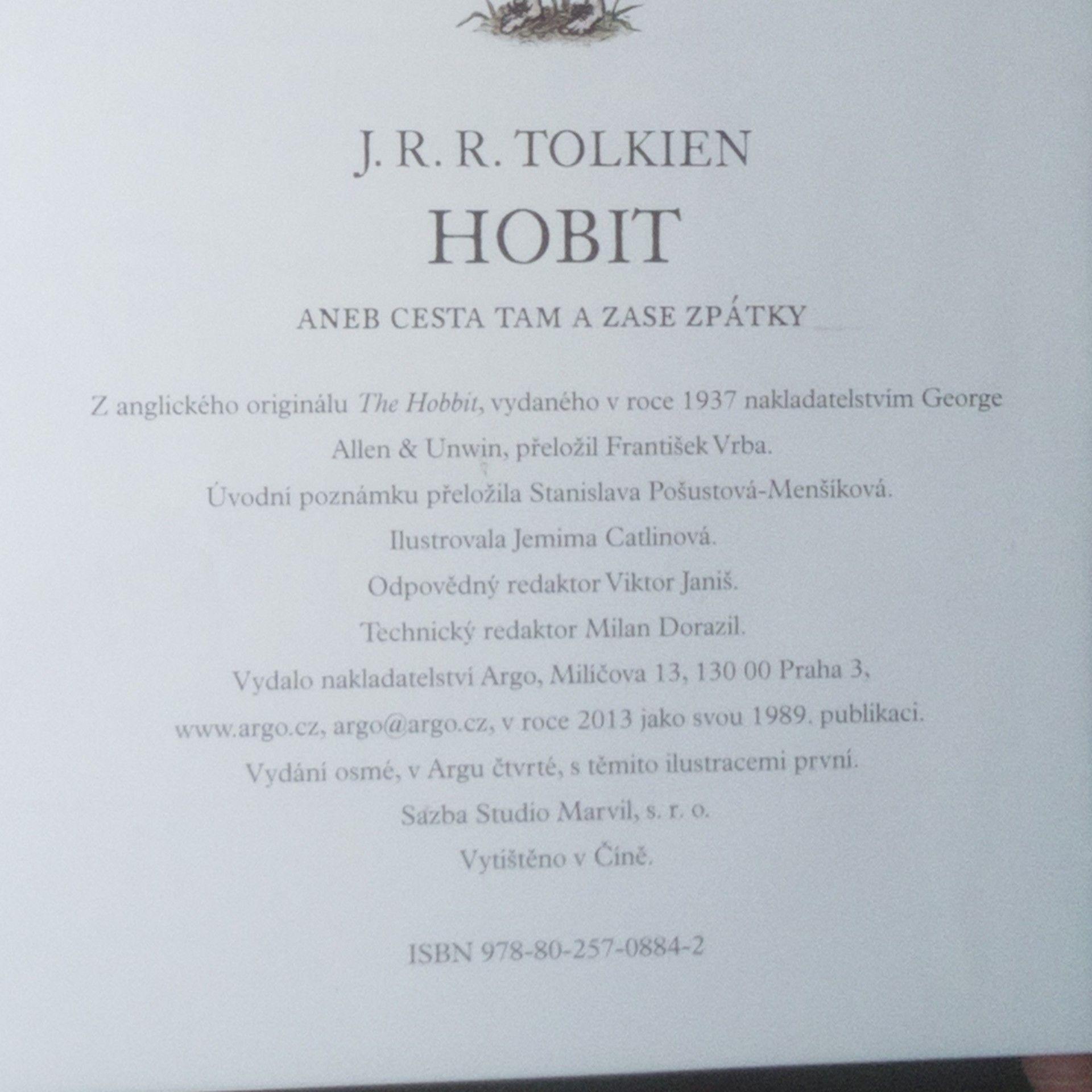 J. R. R. Tolkien Hobit, aneb, Cesta tam a zase zpátky