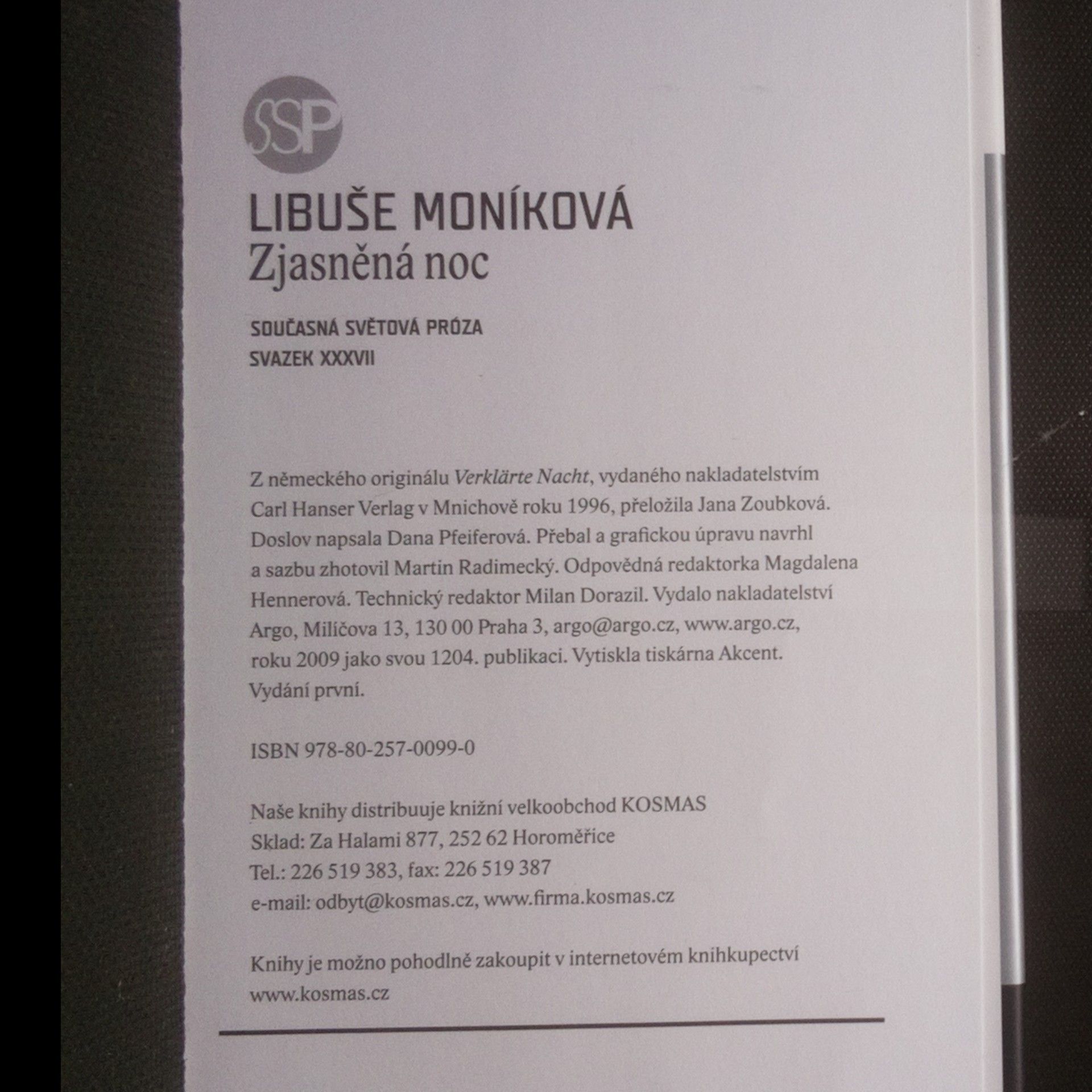 Libuše Moníková Zjasněná noc