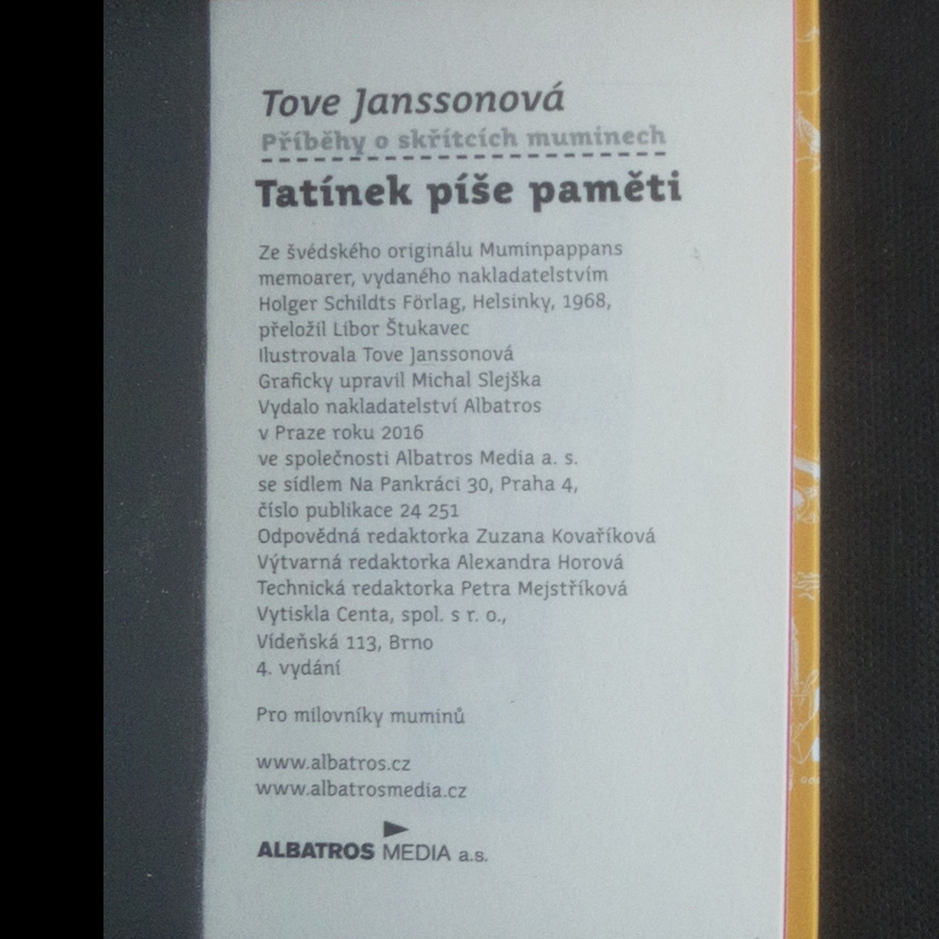 Tove Jansson Tatínek píše paměti