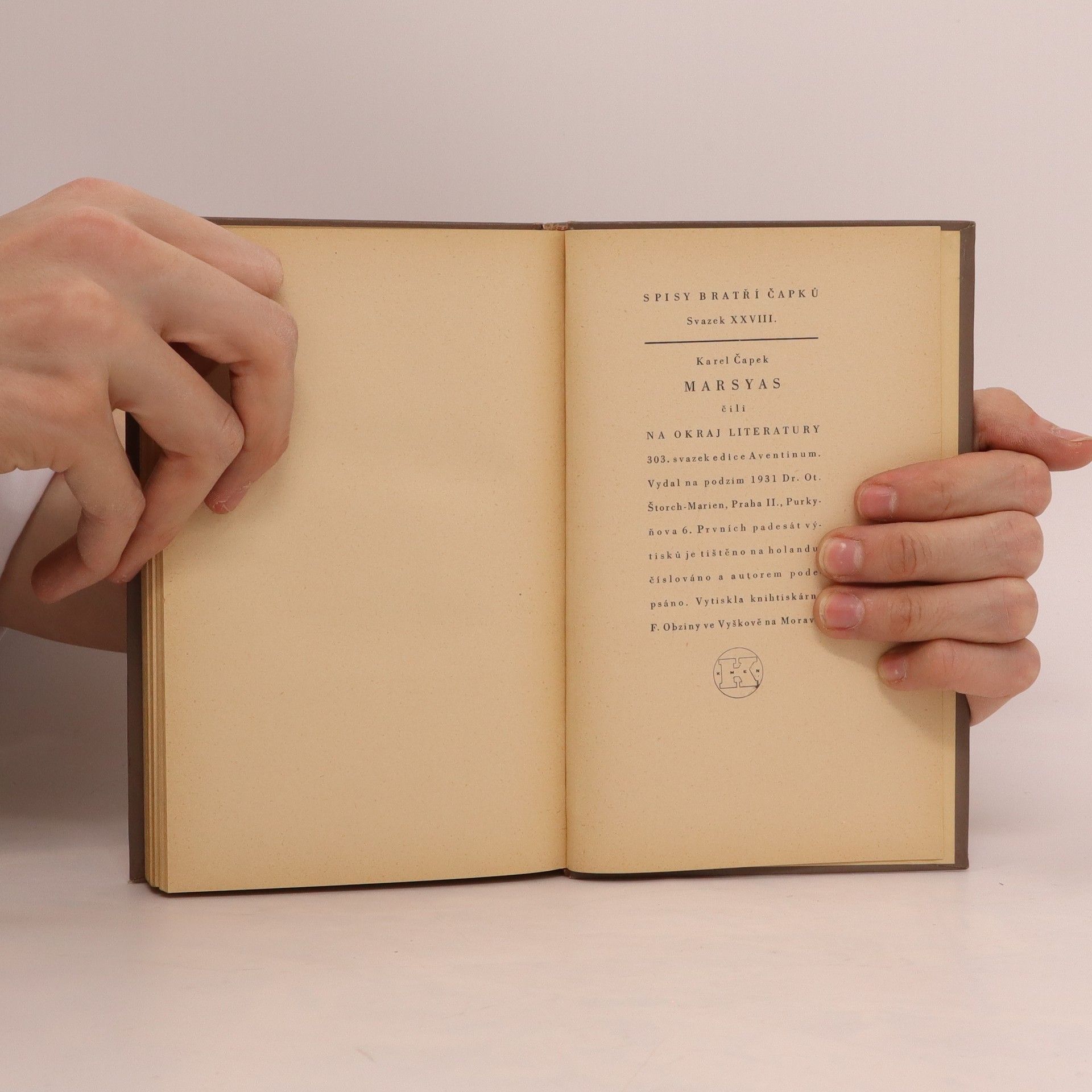 Karel Čapek Marsyas čili Na okraj literatury