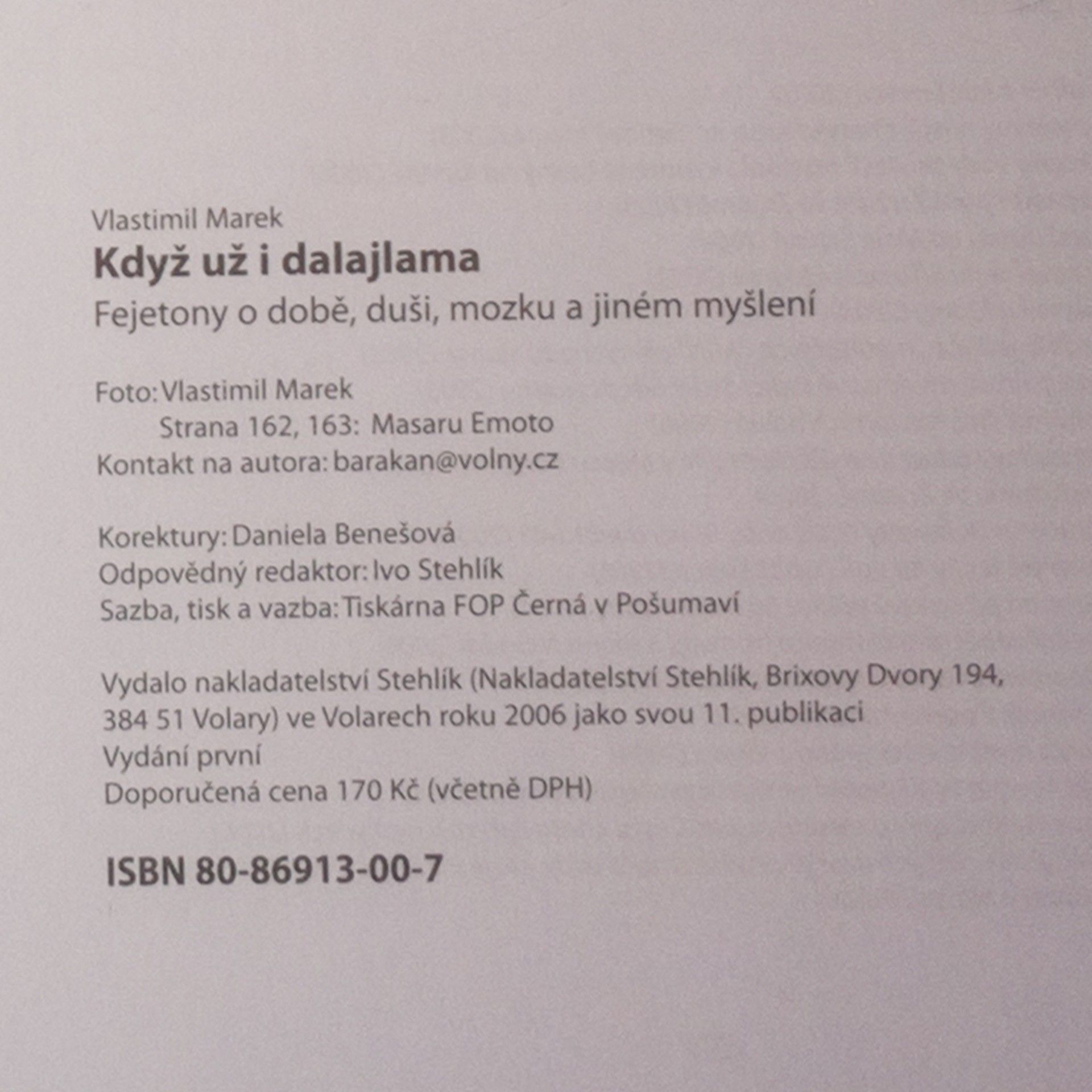 Vlastimil Marek Když už i dalajlama. Fejetony o době, duši, mozku a jiném myšlení
