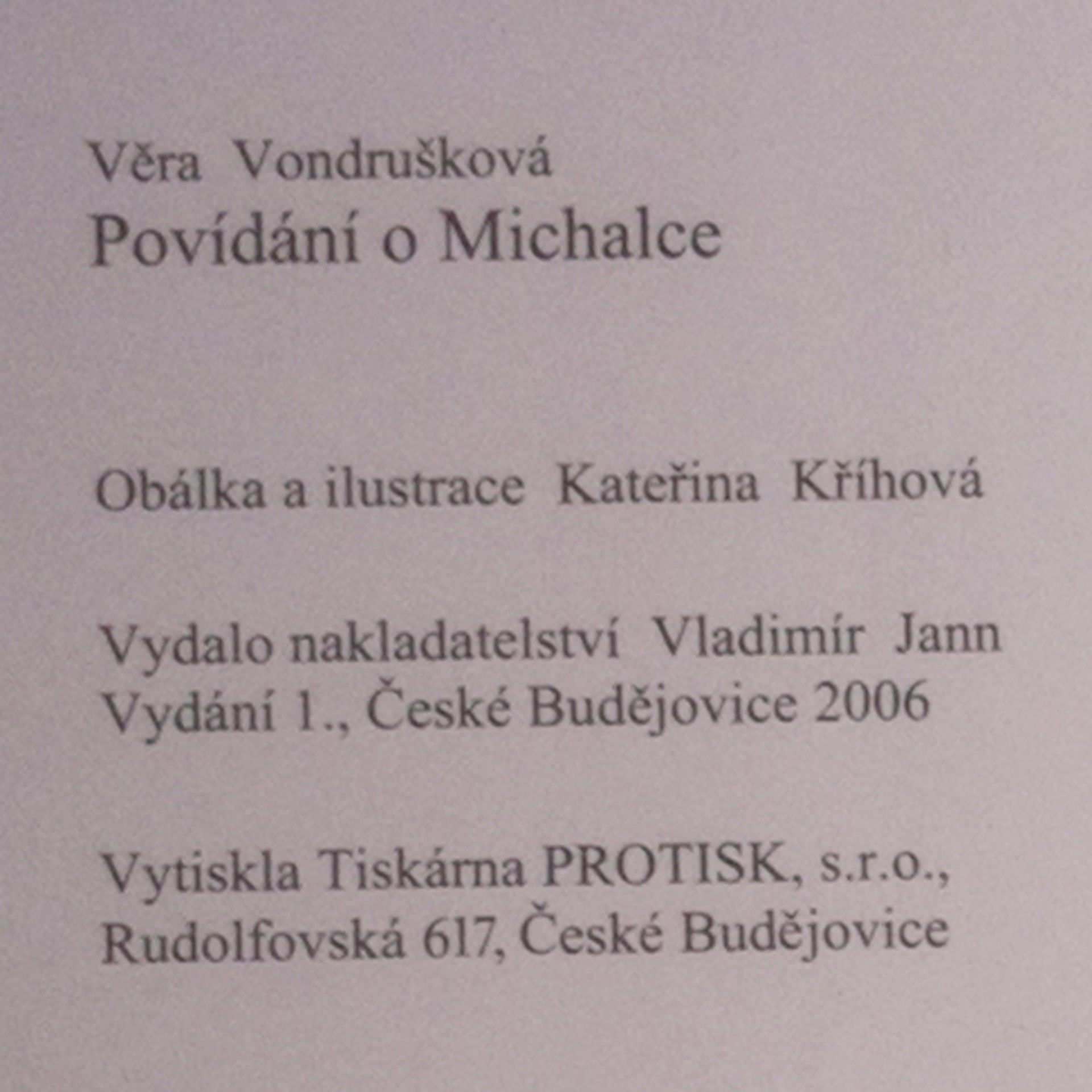 Věra Vondrušková Povídání o Michalce