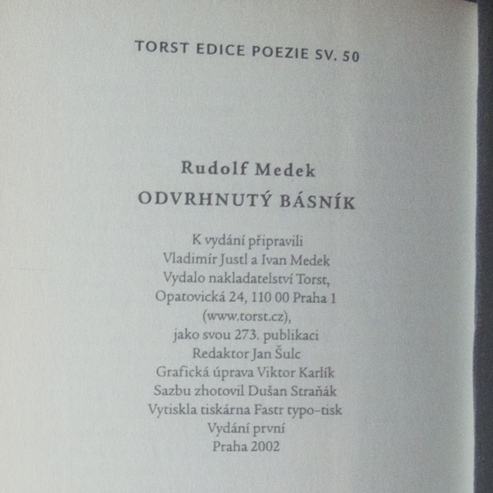 Rudolf Medek Odvrhnutý básník
