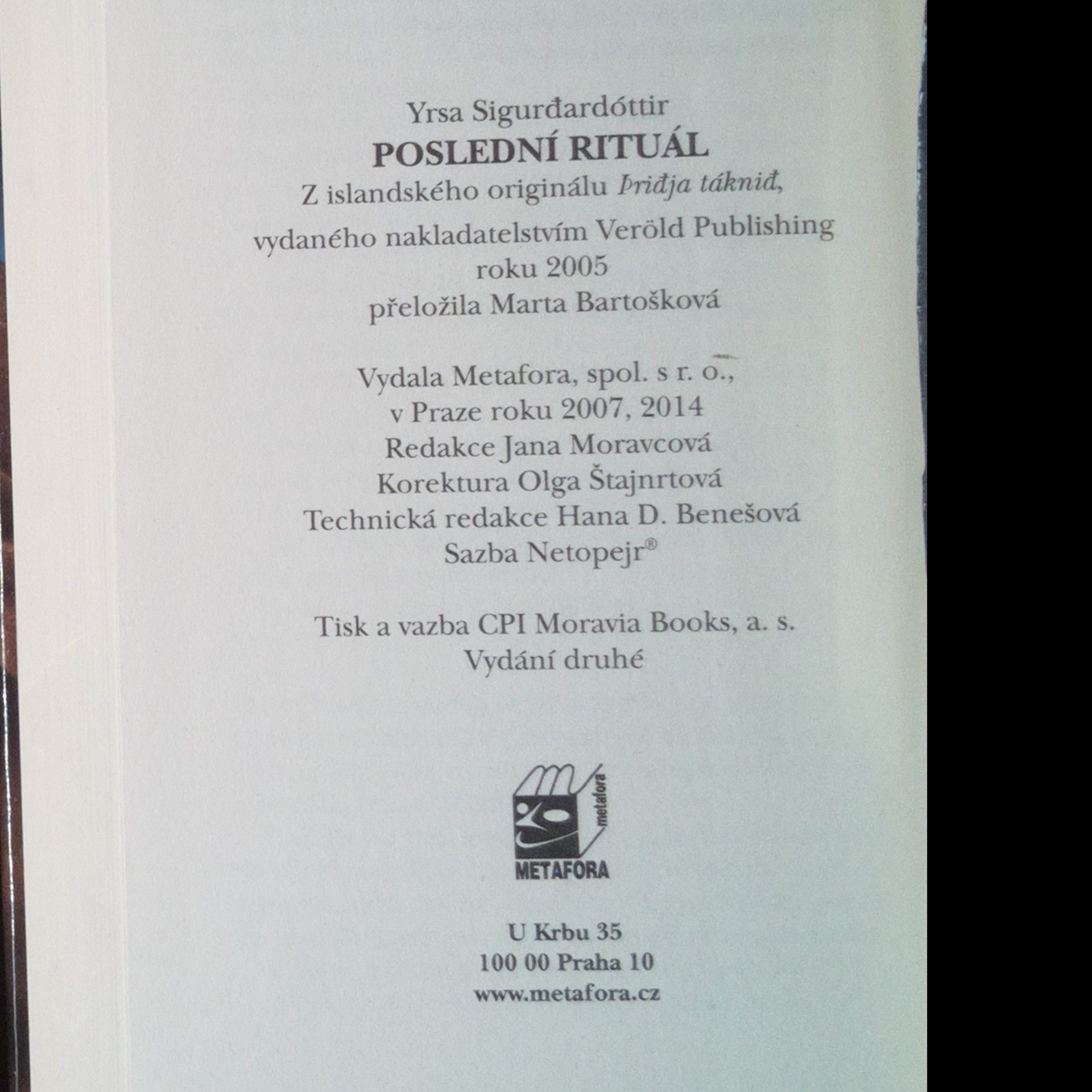Yrsa Sigurðardóttir Poslední rituál