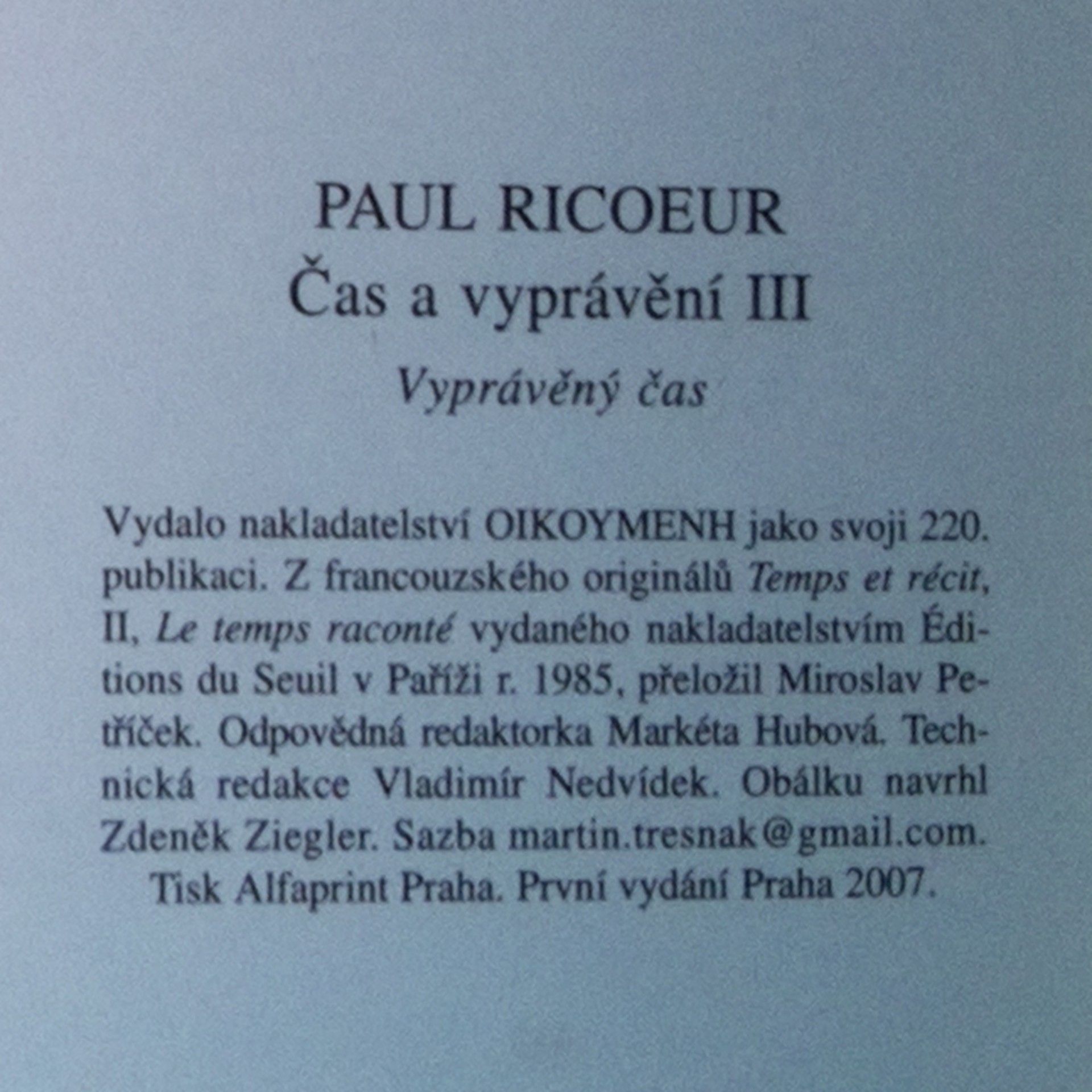 Paul Ricoeur Čas a vyprávění. III, Vyprávěný čas