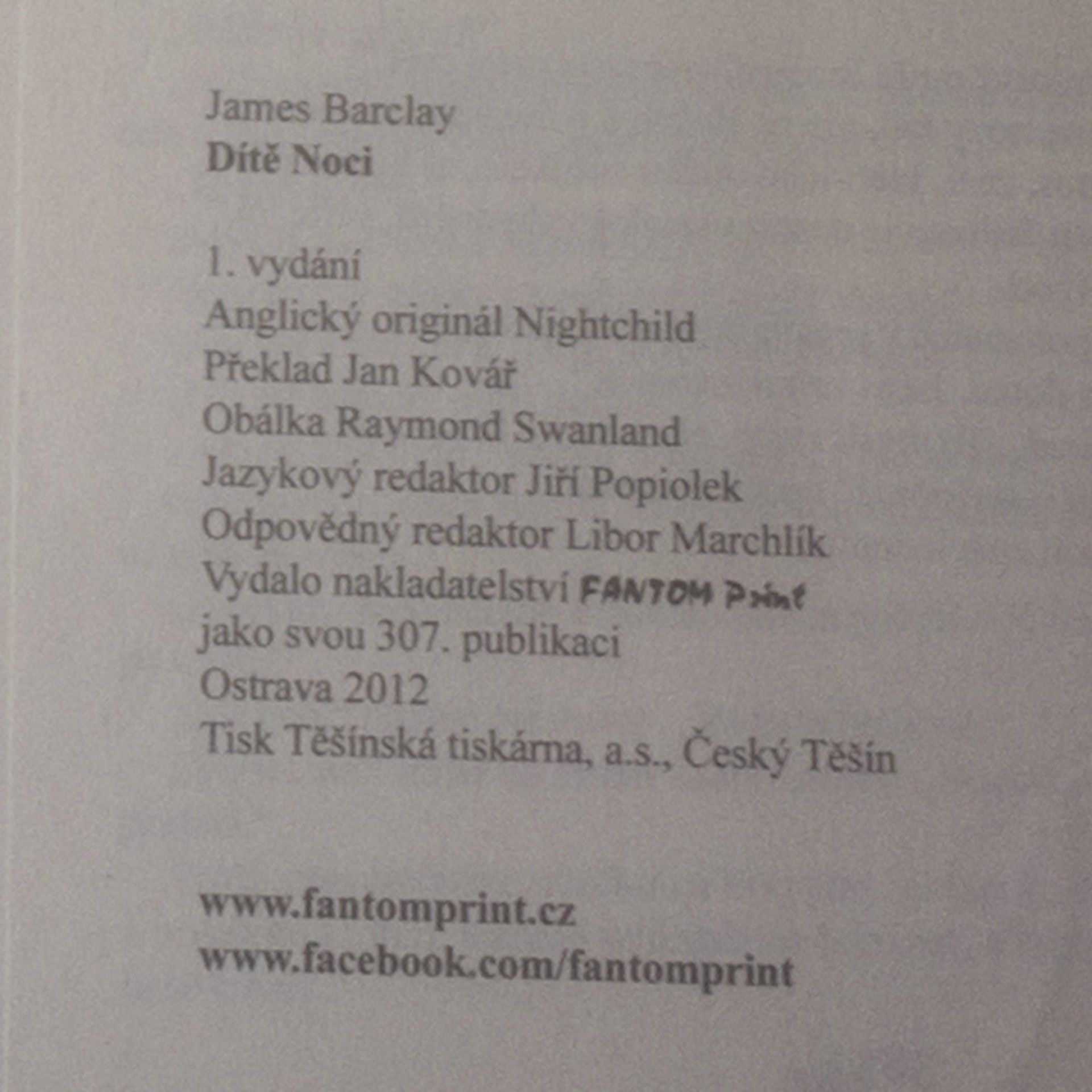 James Barclay Dítě noci. Kroniky Havranů