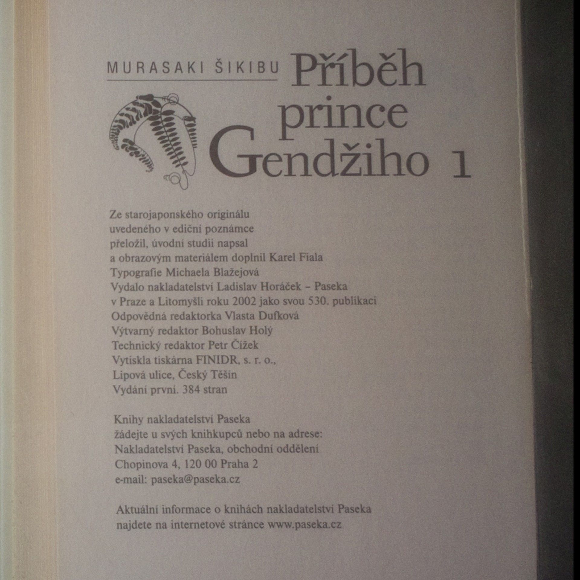 Murasaki Šikibu Příběh prince Gendžiho. 1. díl