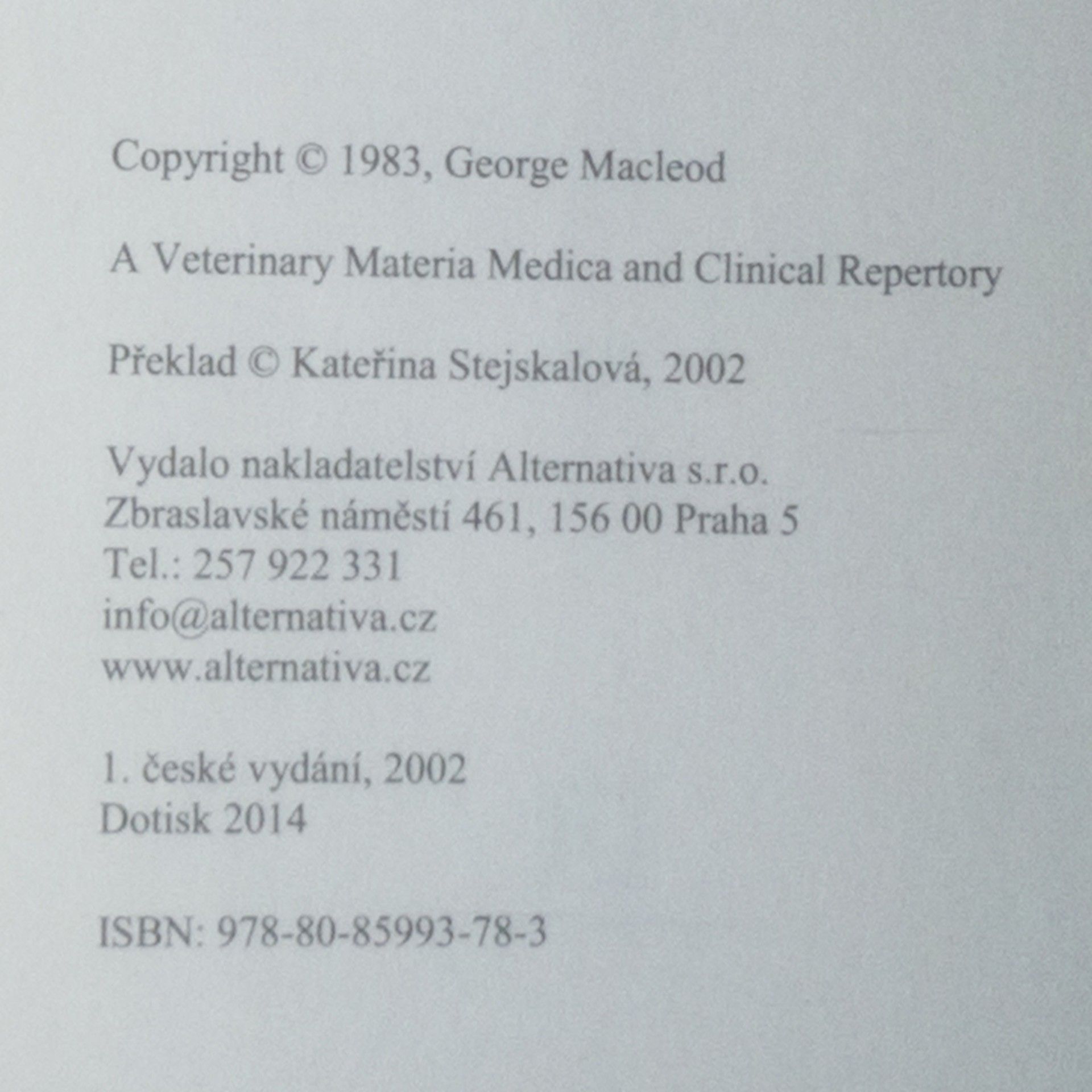 G. MacLeod Veterinární homeopatie