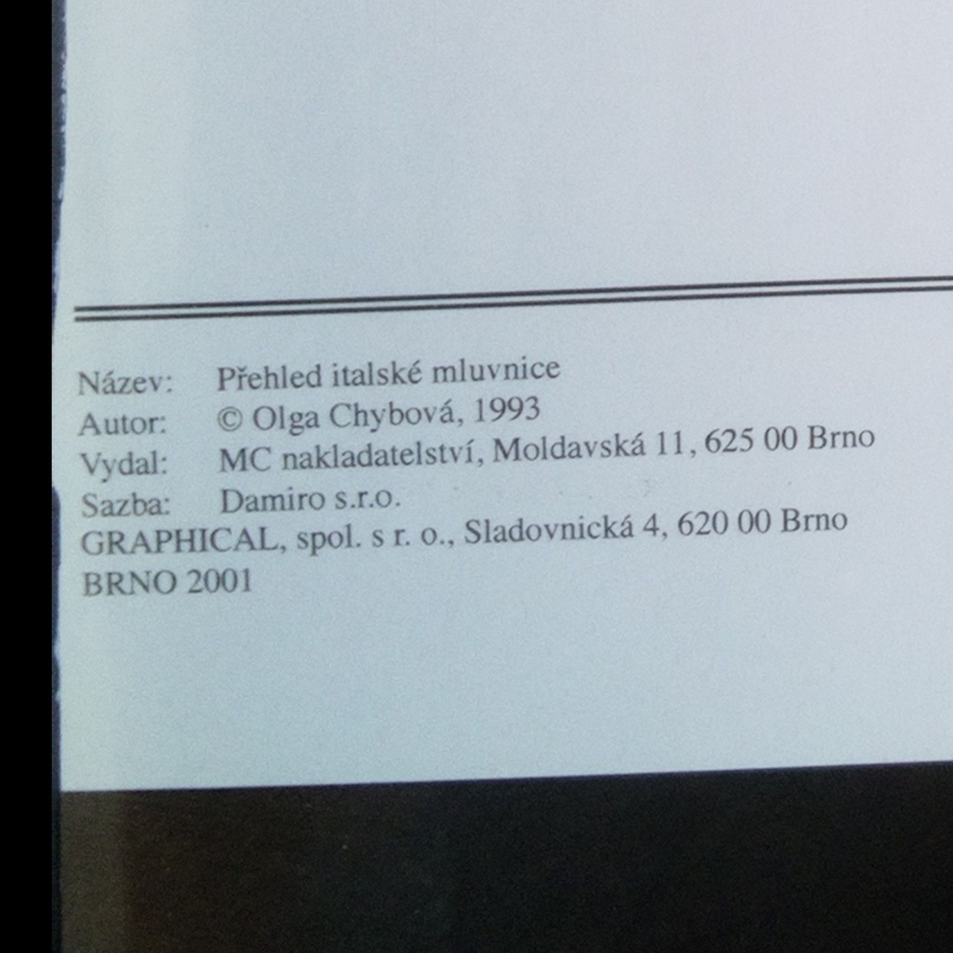 Olga Chybová Přehled italské mluvnice