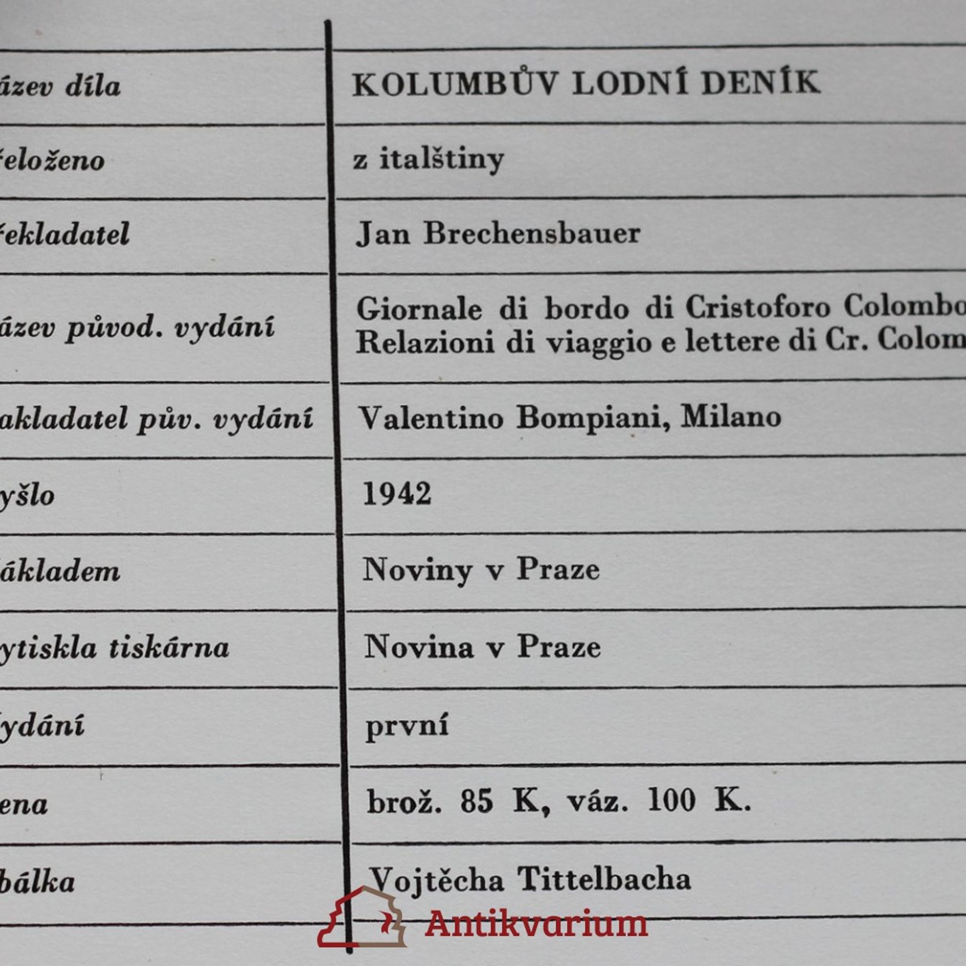 Josef Šusta Kolumbův lodní deník
