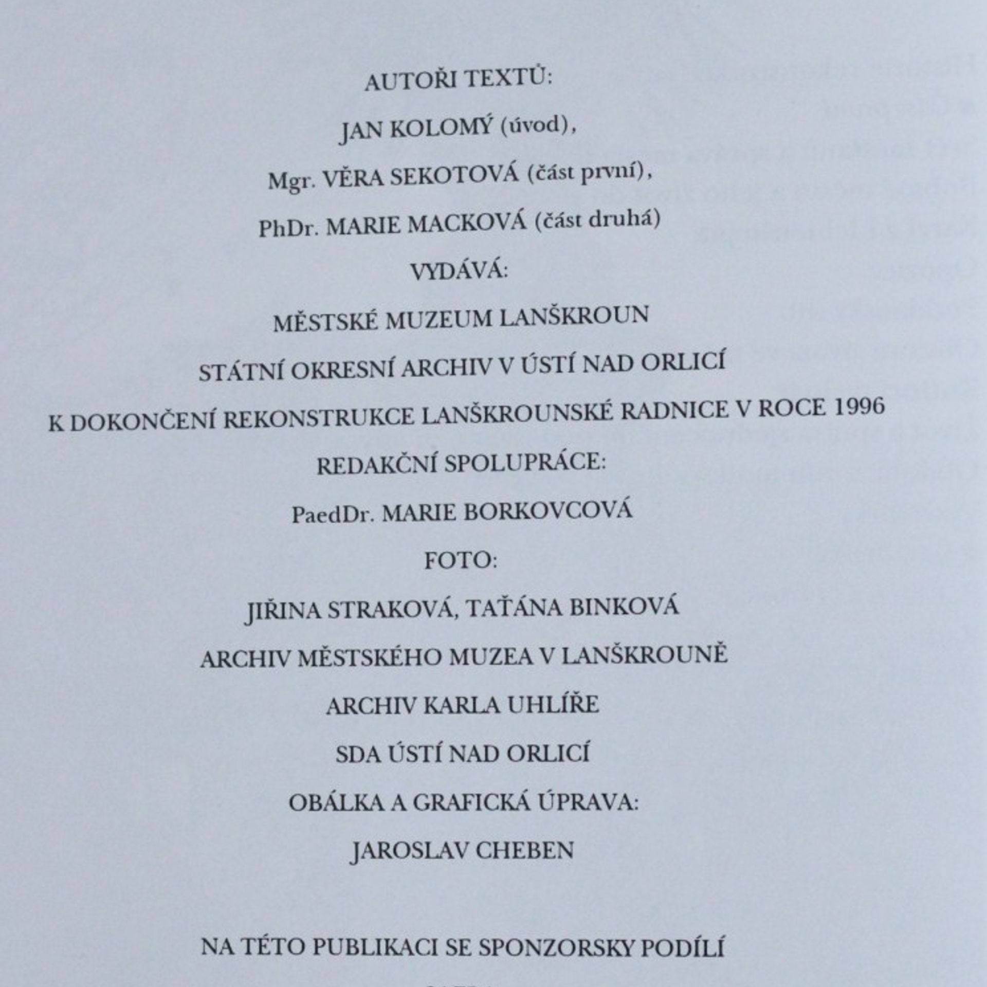 Jan Kolomný Radnice a dějiny městské správy v Lanškrouně