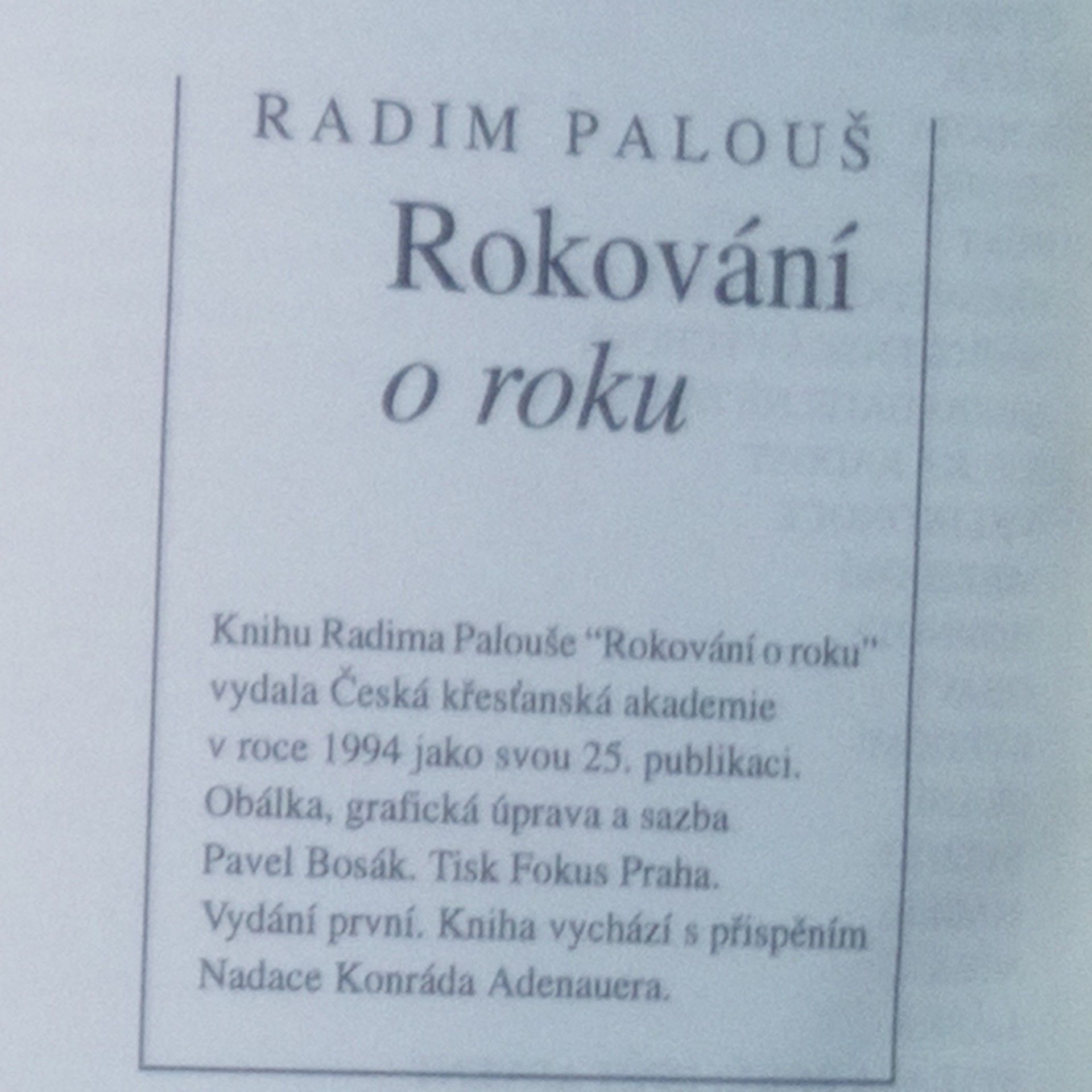 Radim Palouš Rokování o roku