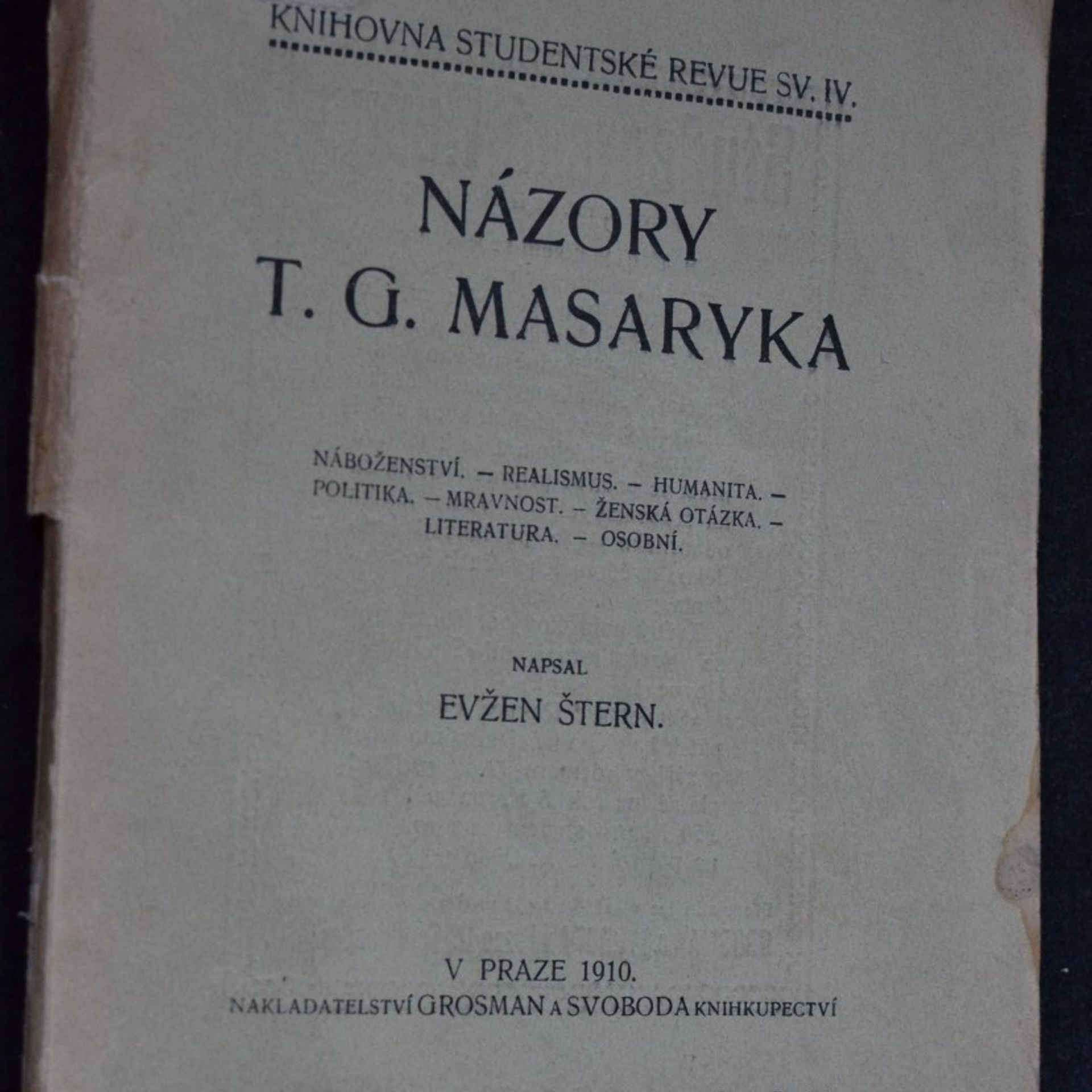 Evžen Štern Názory T.G. Masaryka