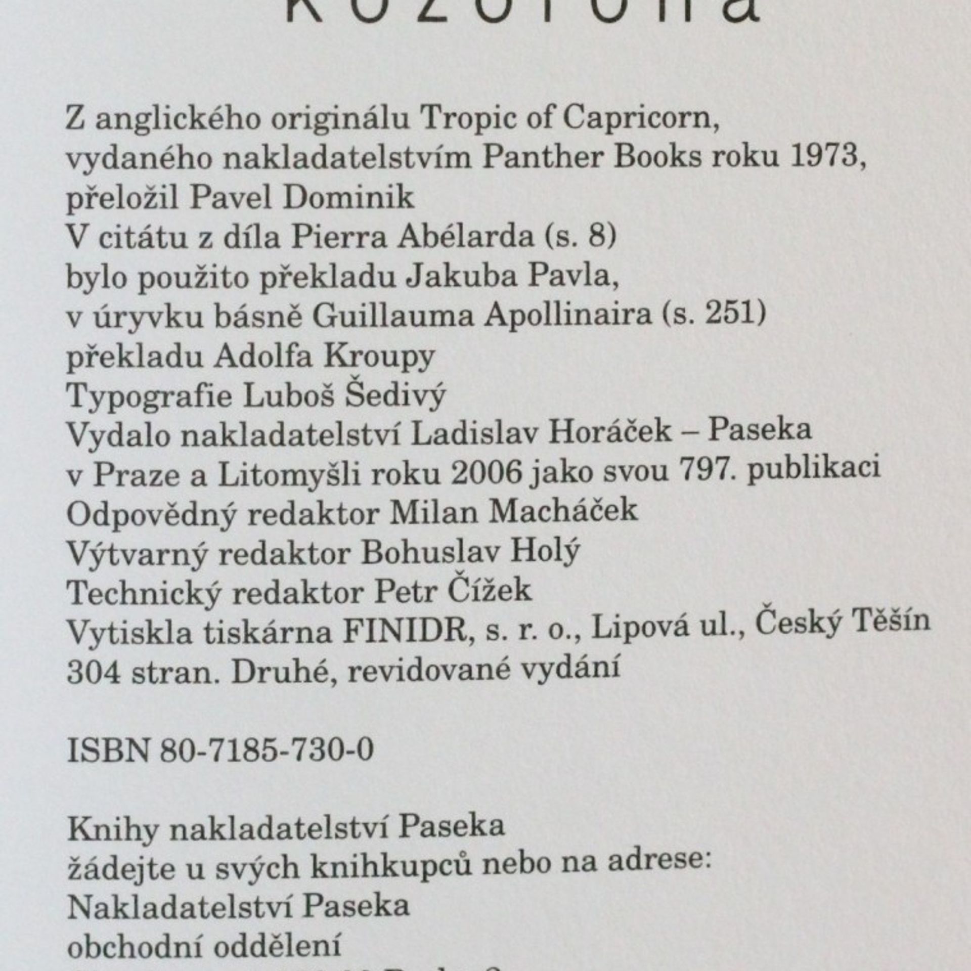Henry Miller Obratník Kozoroha