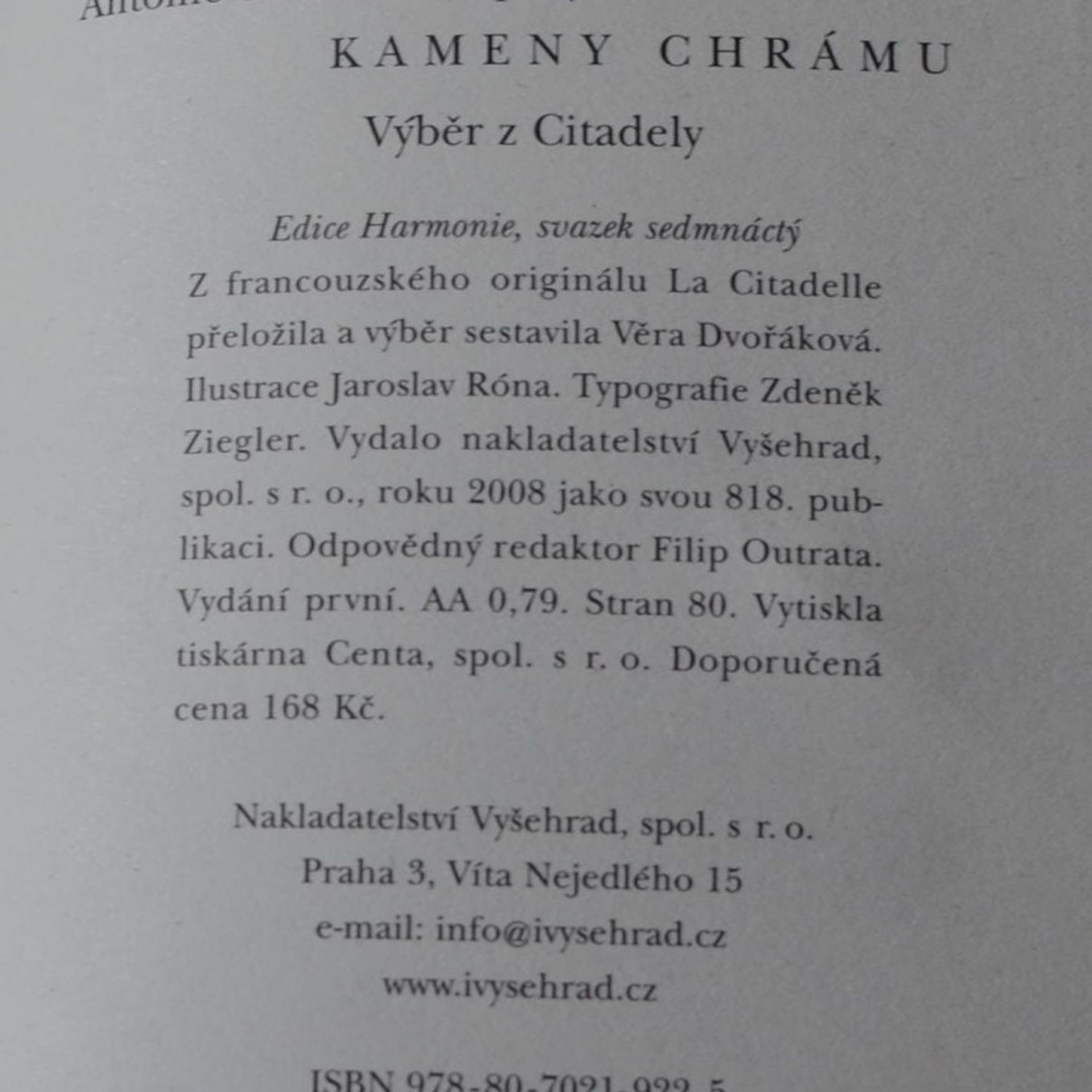Antoine de Saint-Exupéry Kameny chrámu