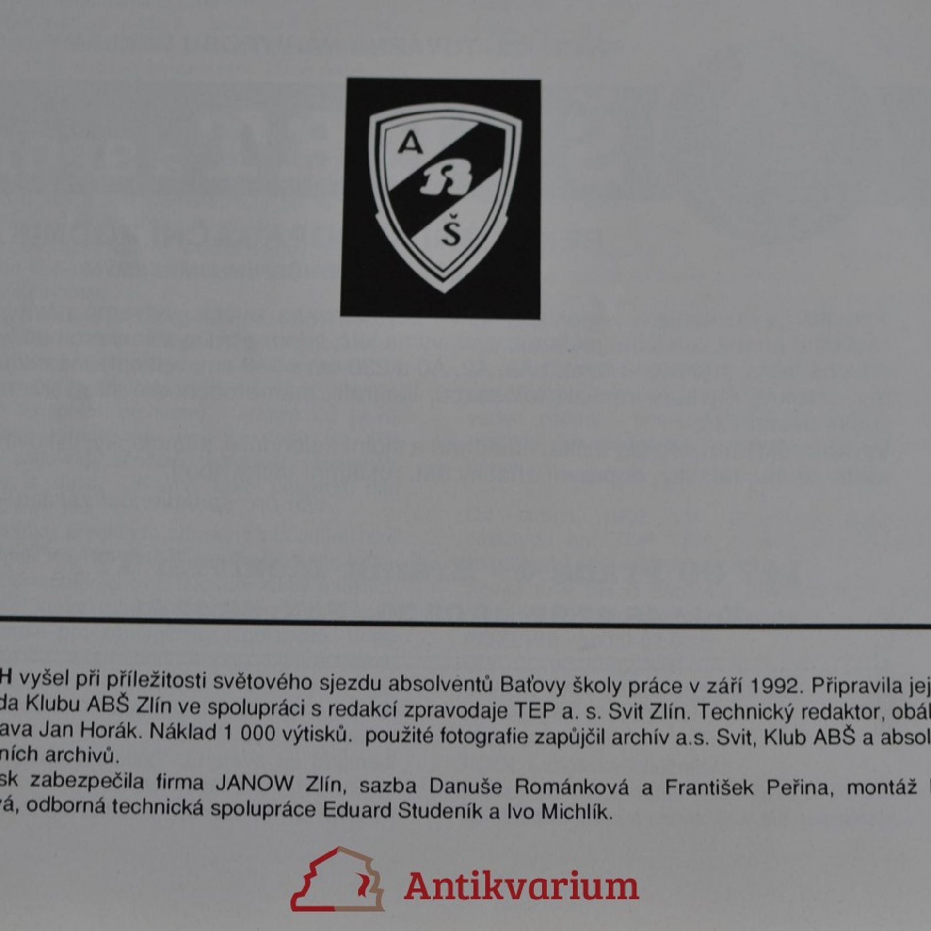 Josef Nádvorník Almanach světového sjezdu absolventů Baťovy školy práce : Zlín, září 1992