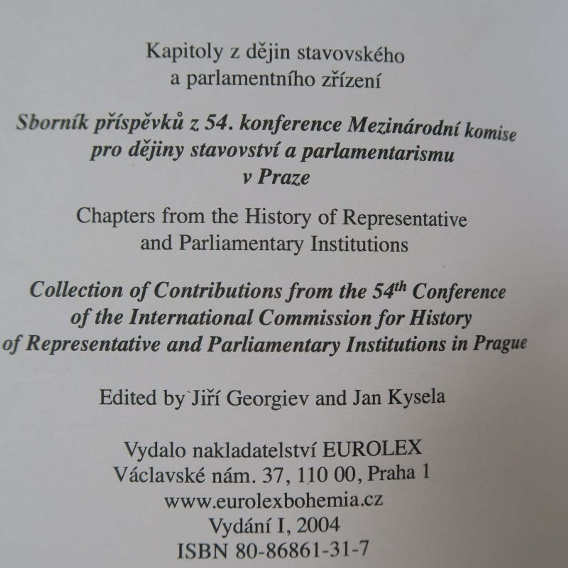 Kolektiv autorů Kapitoly z dějin stavovského zřízení: Sborník příspěvků z 54. konference ICHRPI