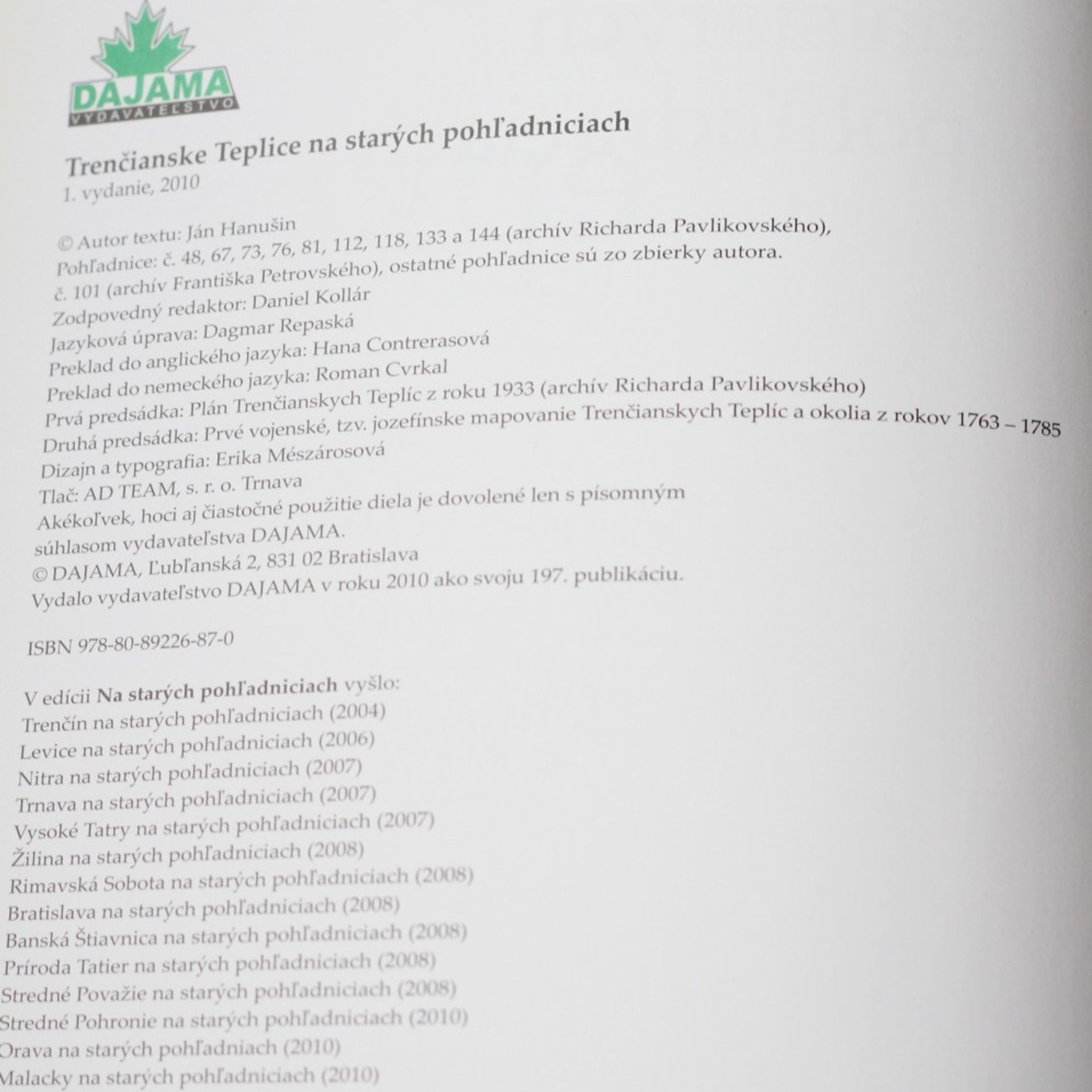 Ján Hanušin Trenčianske Teplice : na starých pohľadniciach
