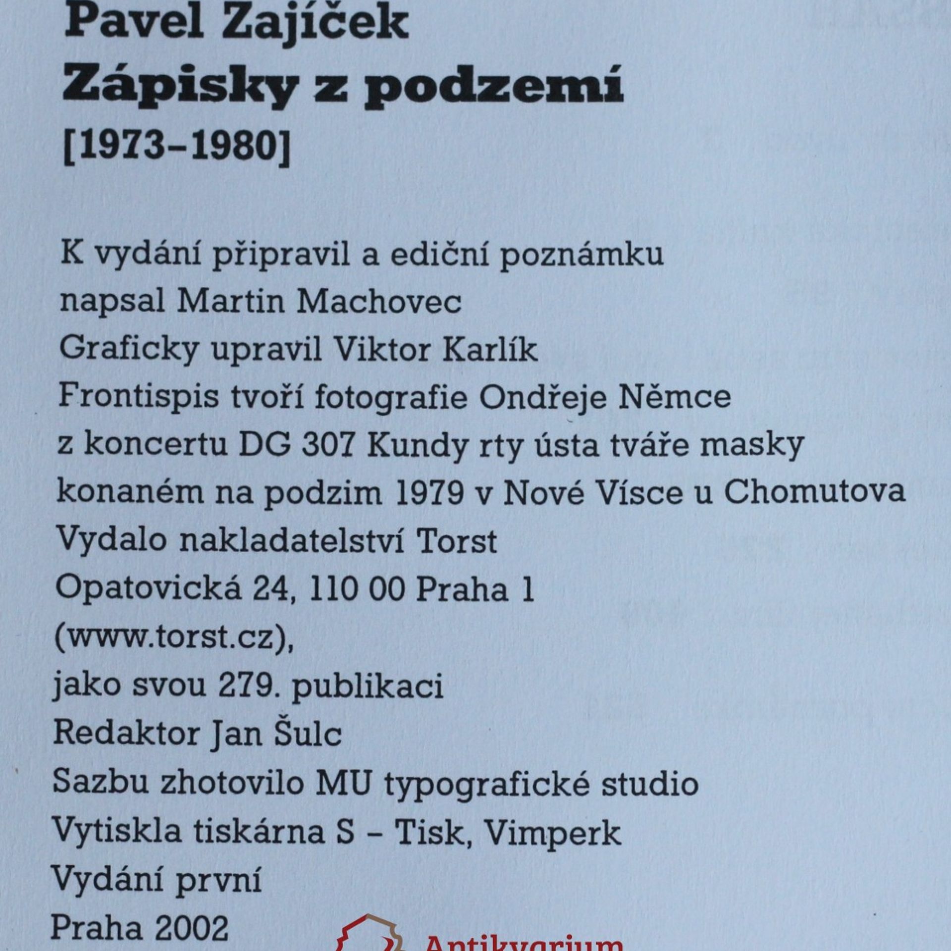 Pavel Zajíček Zápisky z podzemí : (1973-1980)