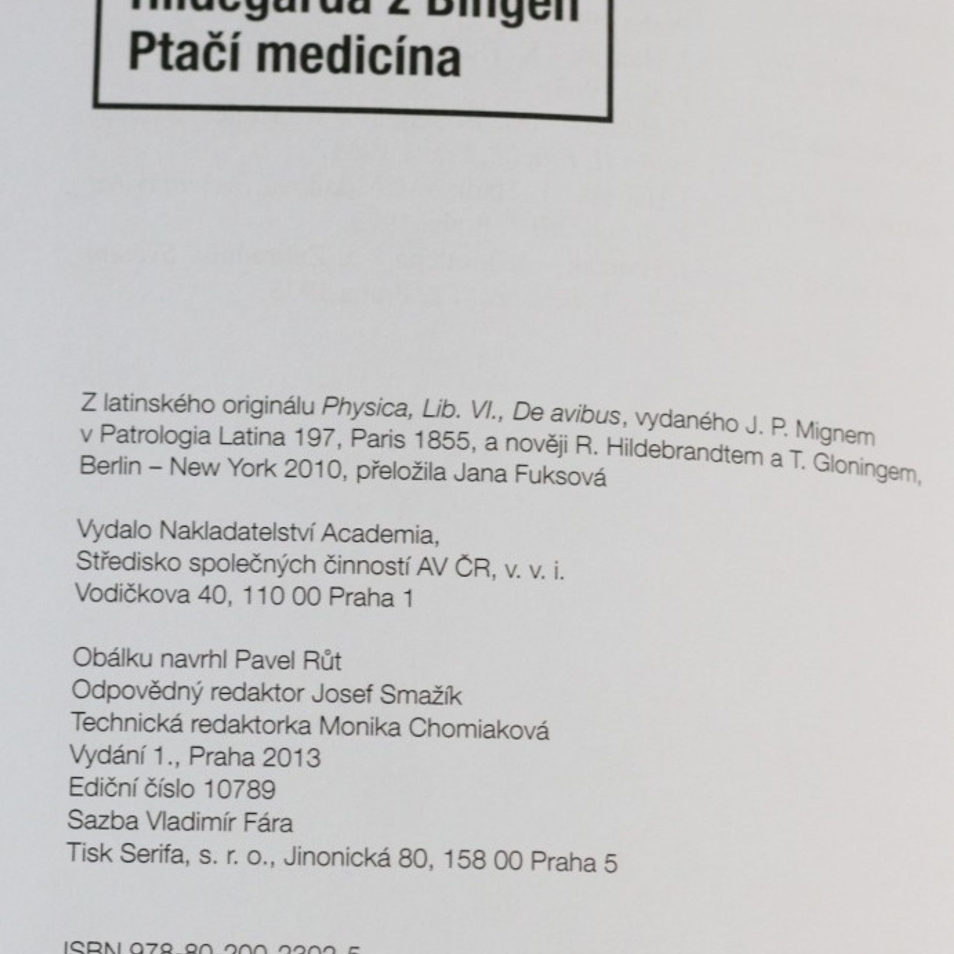 Hildegarda z. Bingenu Ptačí medicína