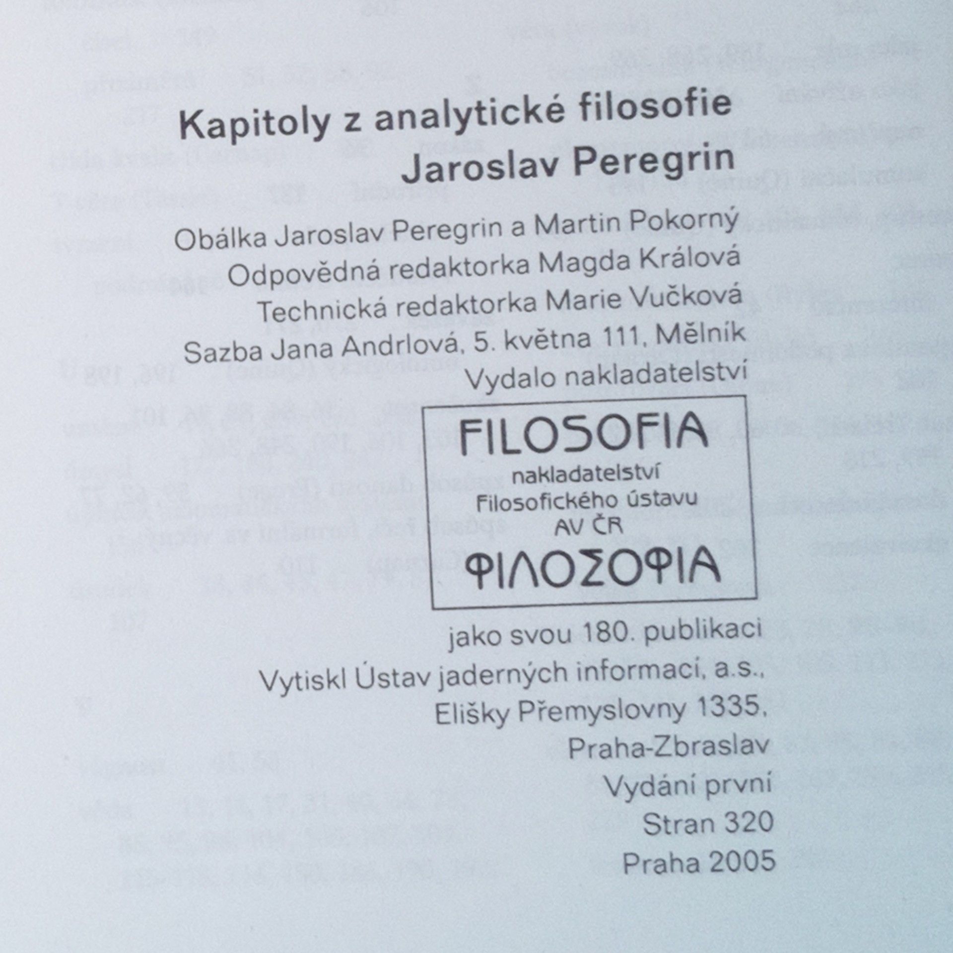 Jaroslav Peregrin Kapitoly z analytické filosofie