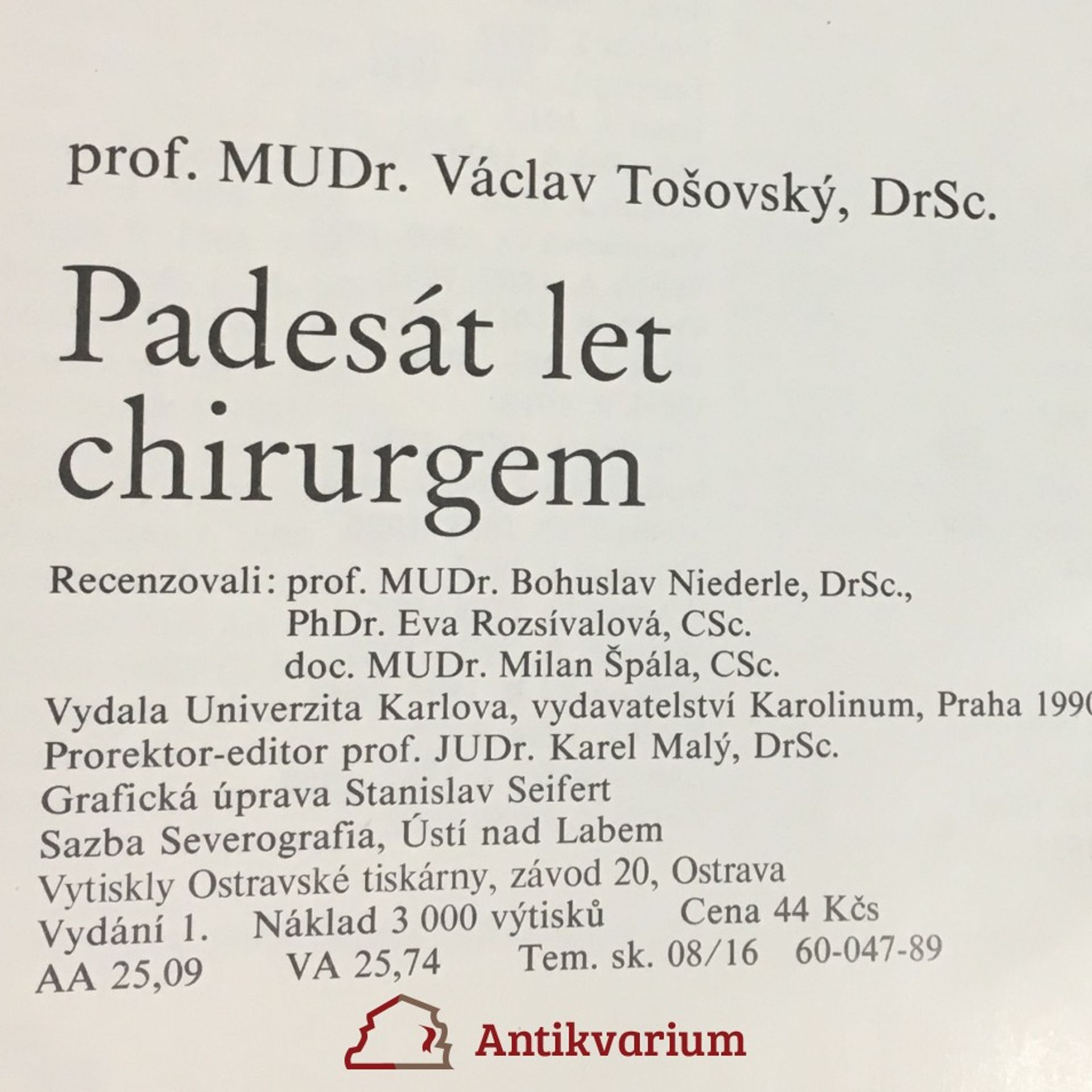 Václav Vojtěch Tošovský Padesát let chirurgem