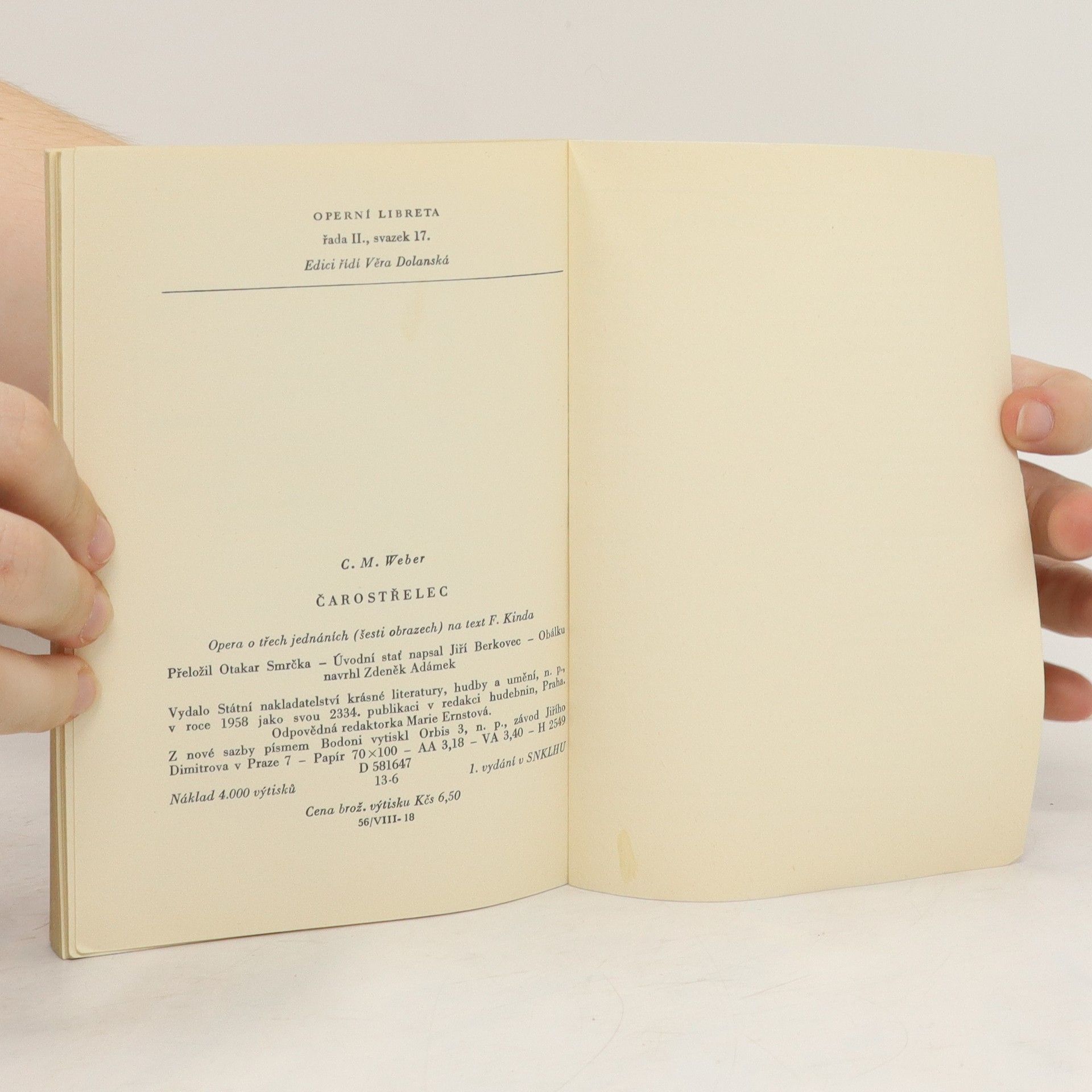 C. M. Weber Operní libreta. Čarostřelec