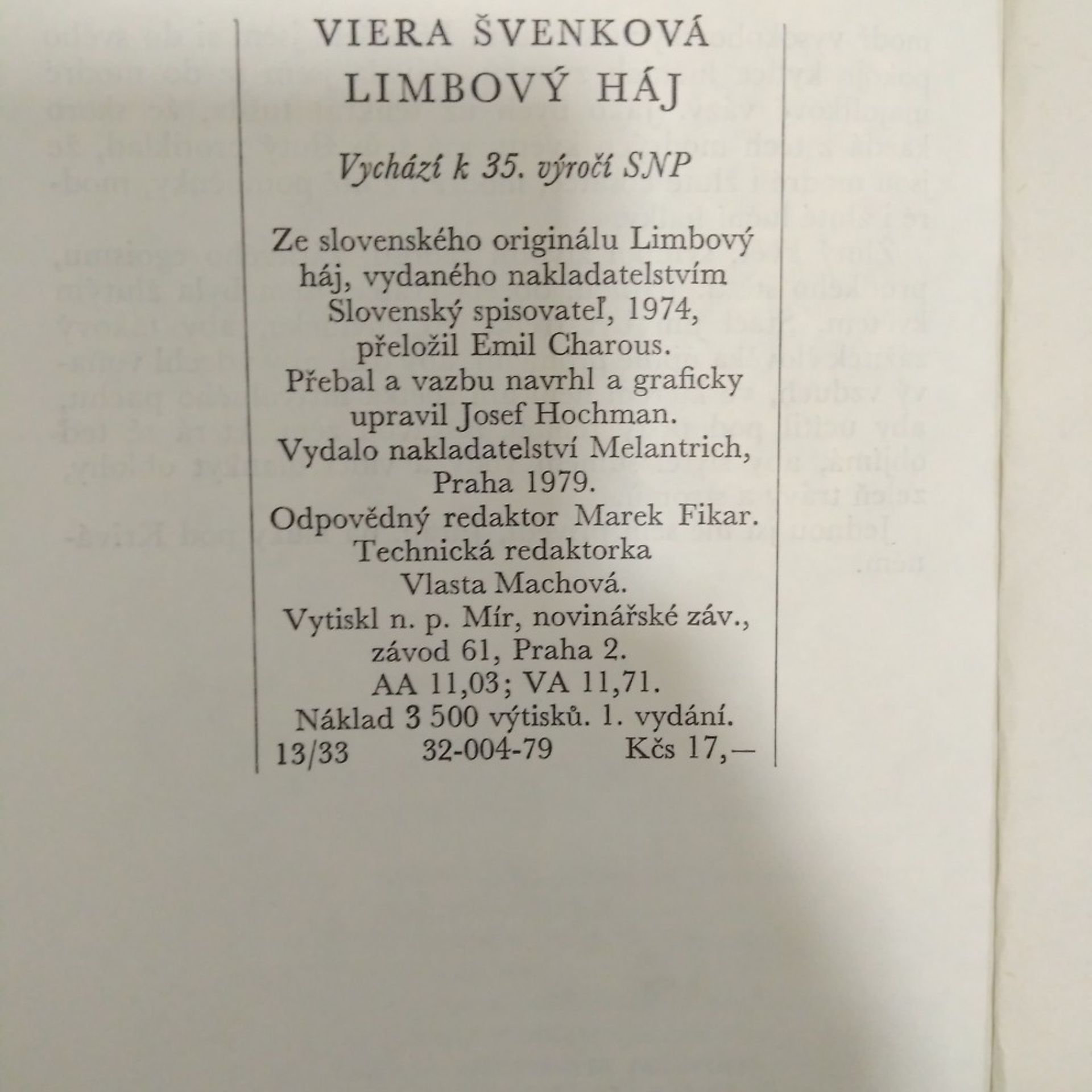 Viera Švenková Limbový háj
