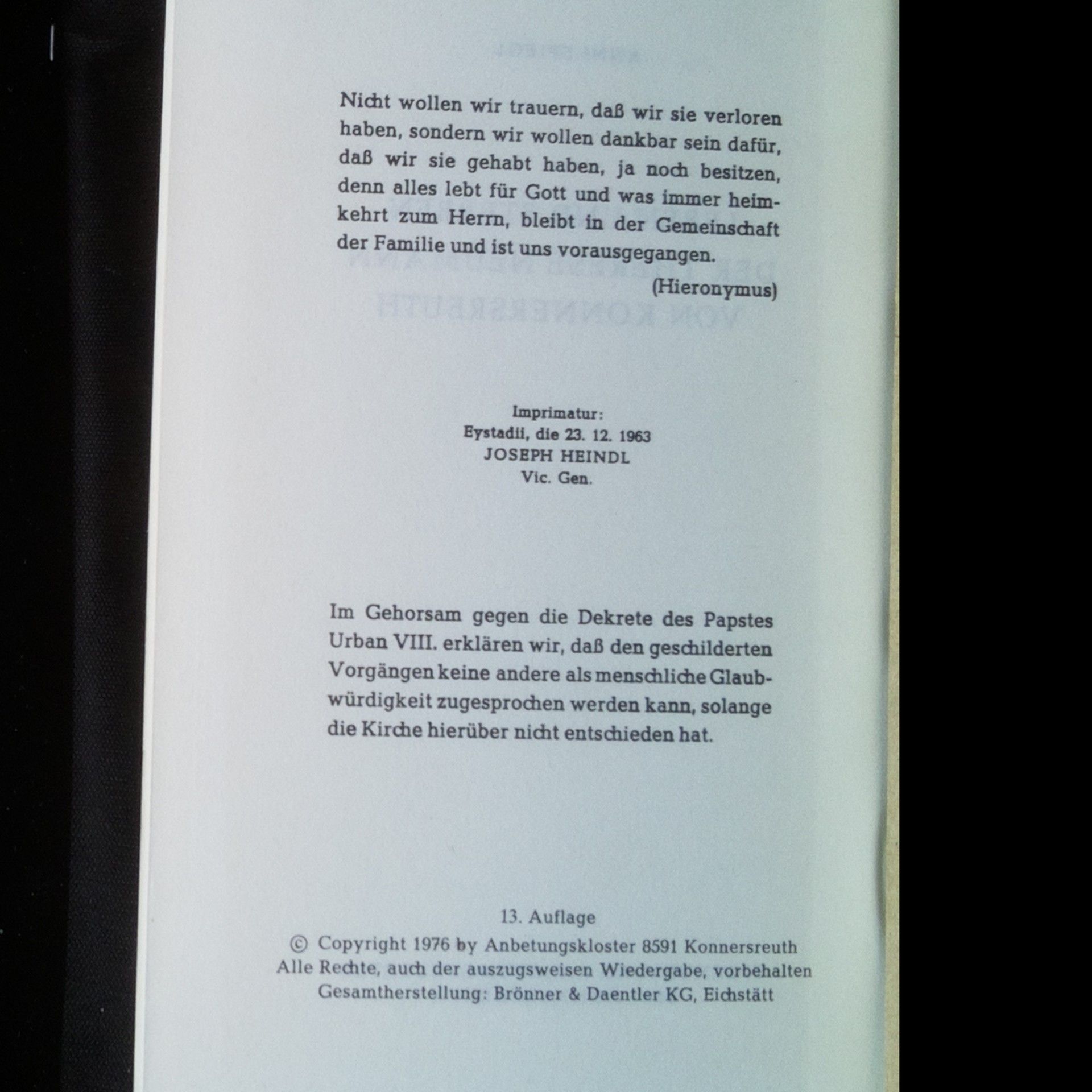 Anni Spiegl Leben und Sterben der Therese Neumann von Konnersreuth