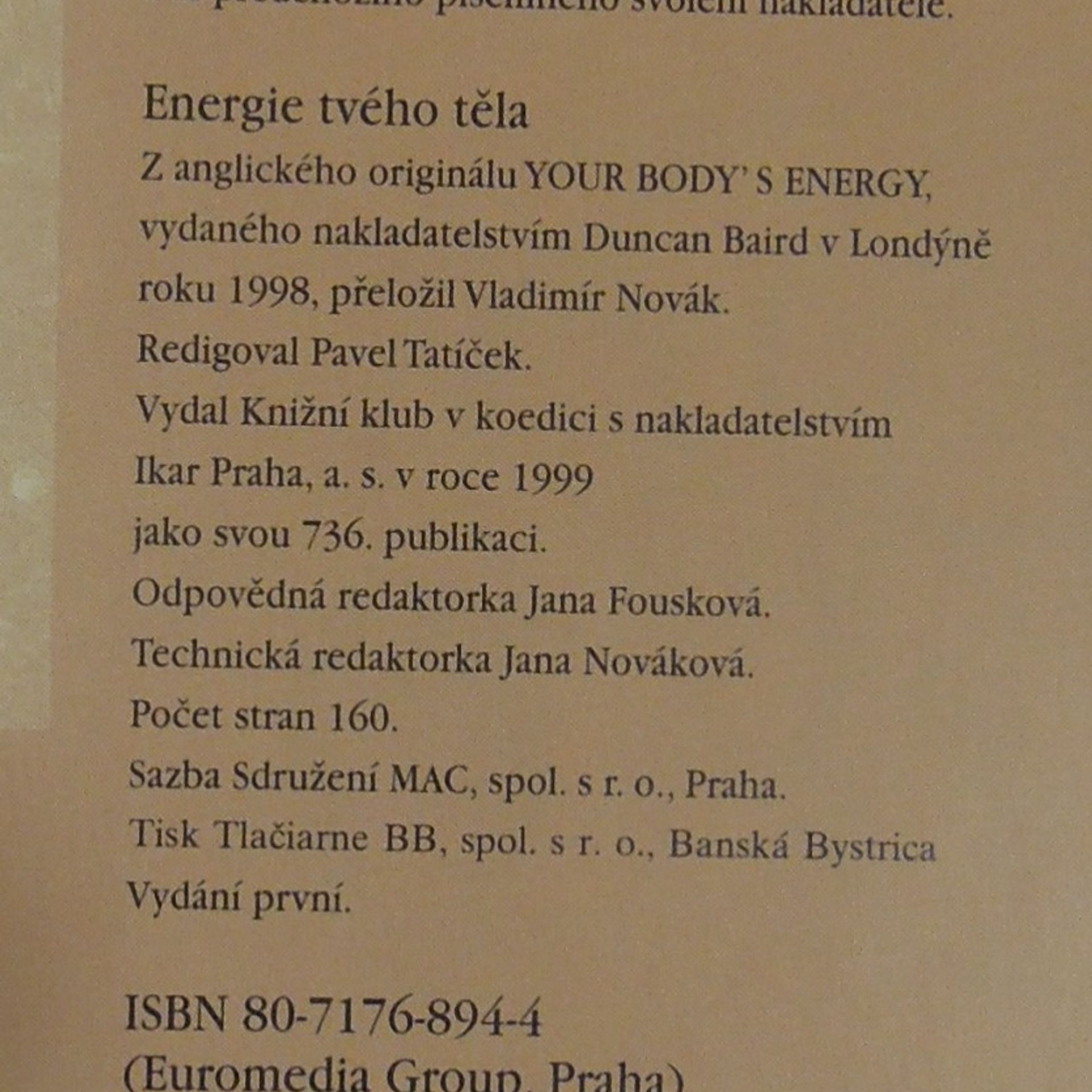 Emma Mitchell Energie tvého těla: Nové názory na zdraví a životní sílu