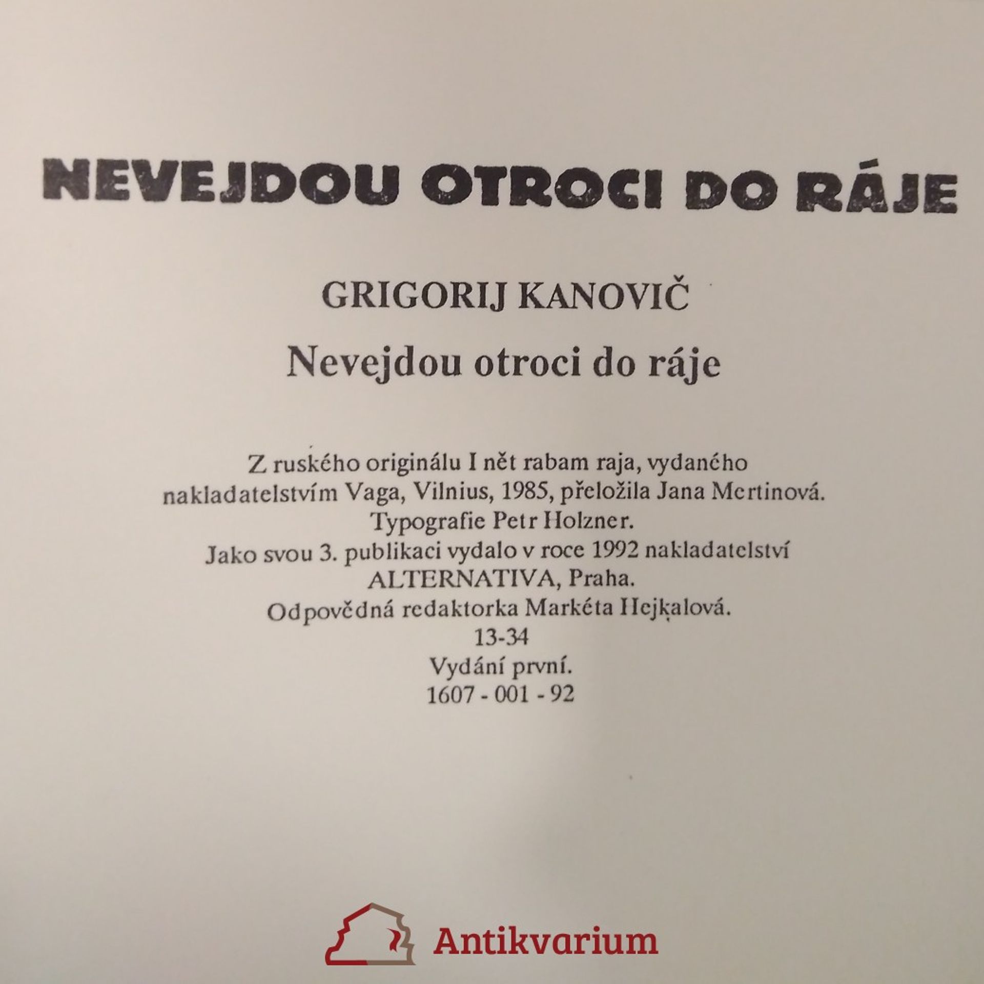 Grigorijus Kanovičius Nevejdou otroci do ráje