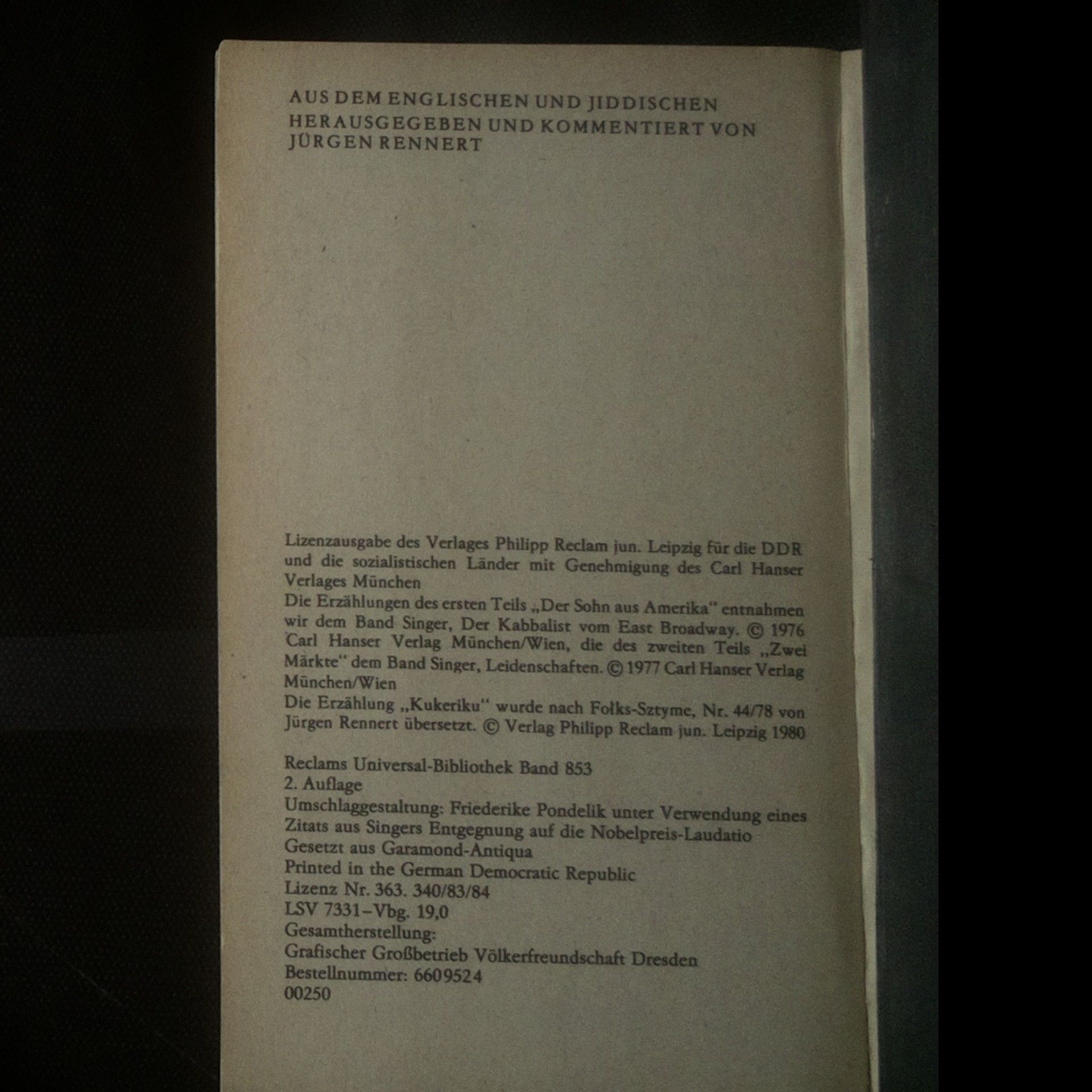Isaac Bashevis Singer Der Fatalist