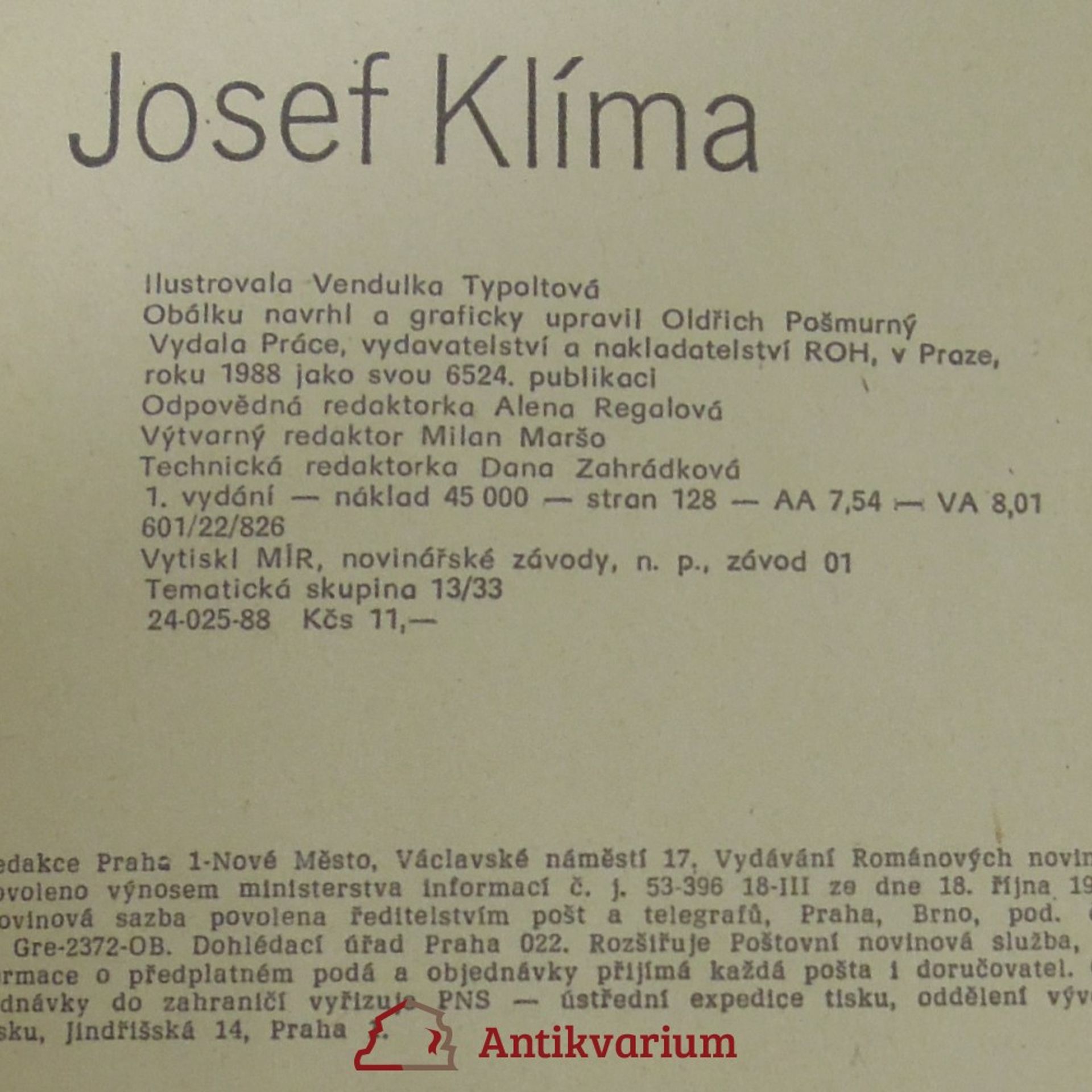 Josef Klíma Ruka na zdi