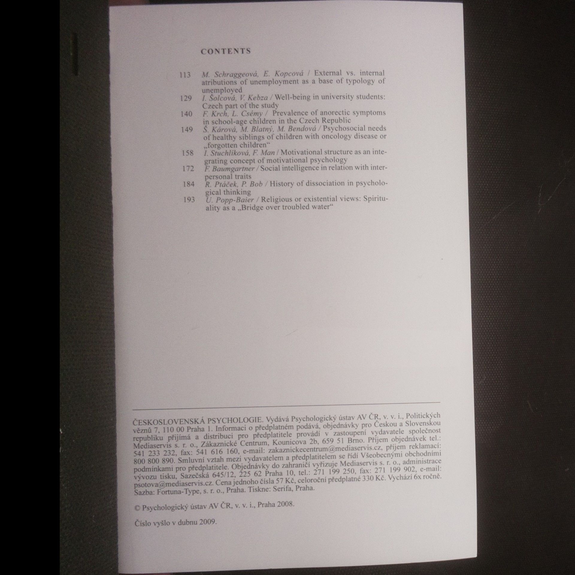 Kolektiv autorů Československá psychologie. Č. 1-6/2019