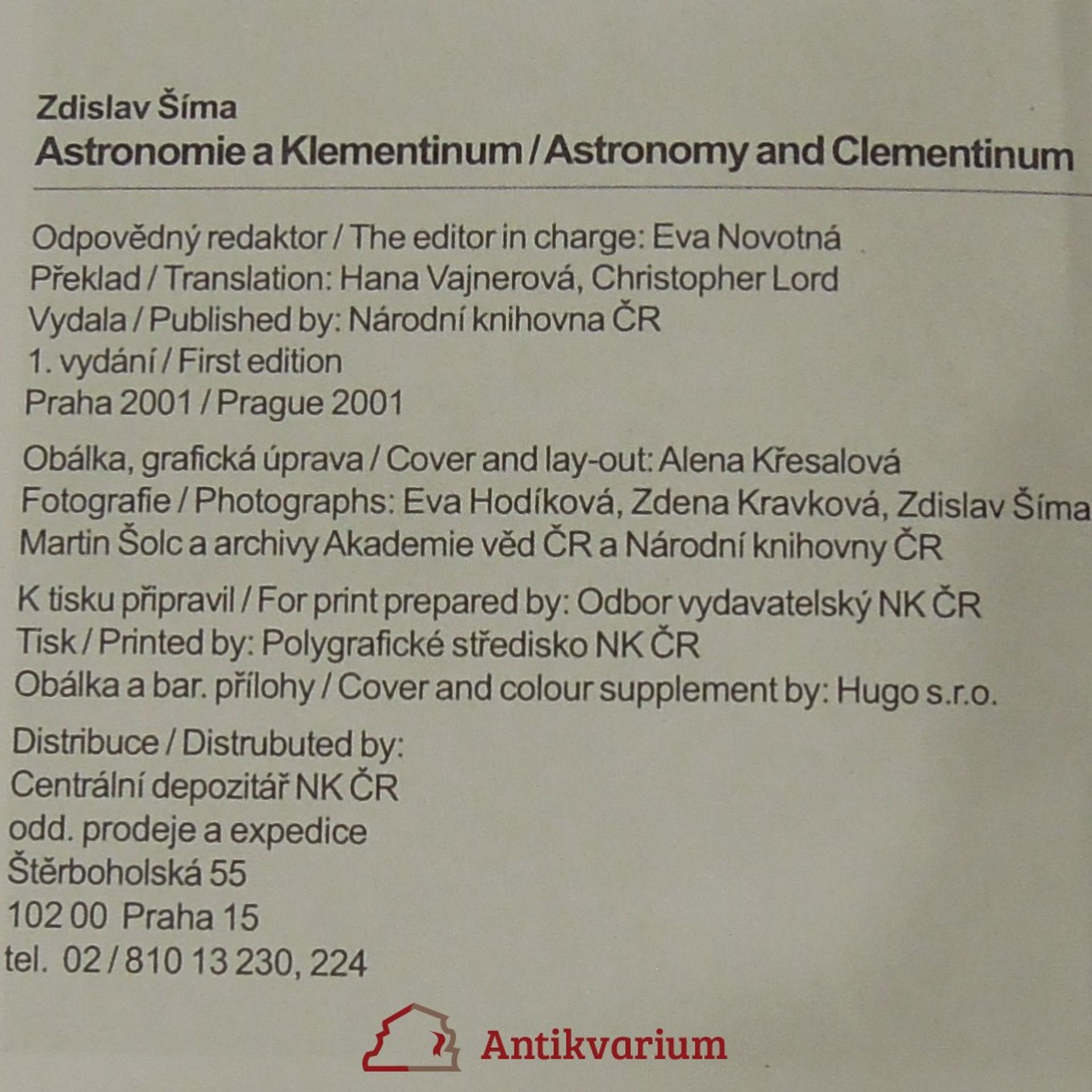 Zdislav Šíma Astronomie a Klementinum. Astronomy and Clementinum