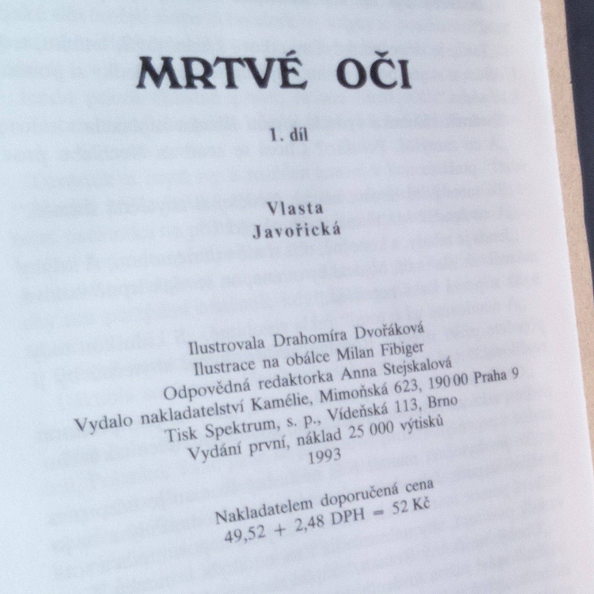 Vlasta Javořická Mrtvé oči 1. + 2. díl (2 díly ve dvou svazcích)