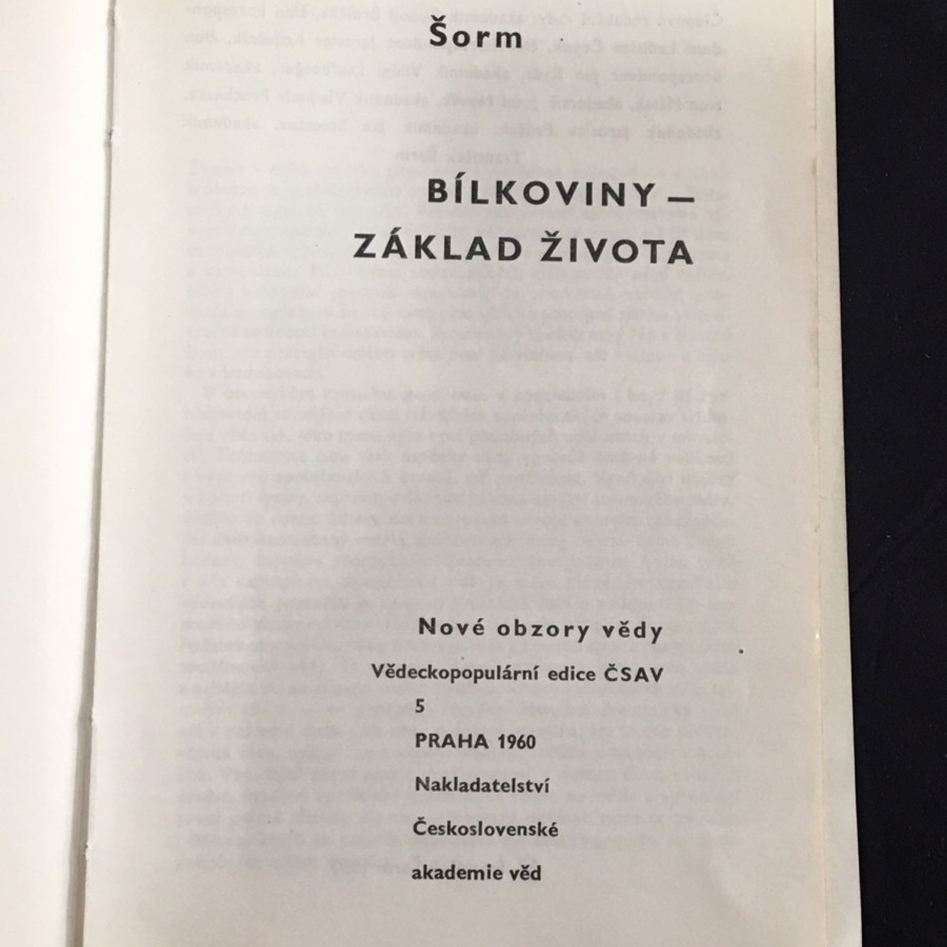 František Šorm Bílkoviny - základ života