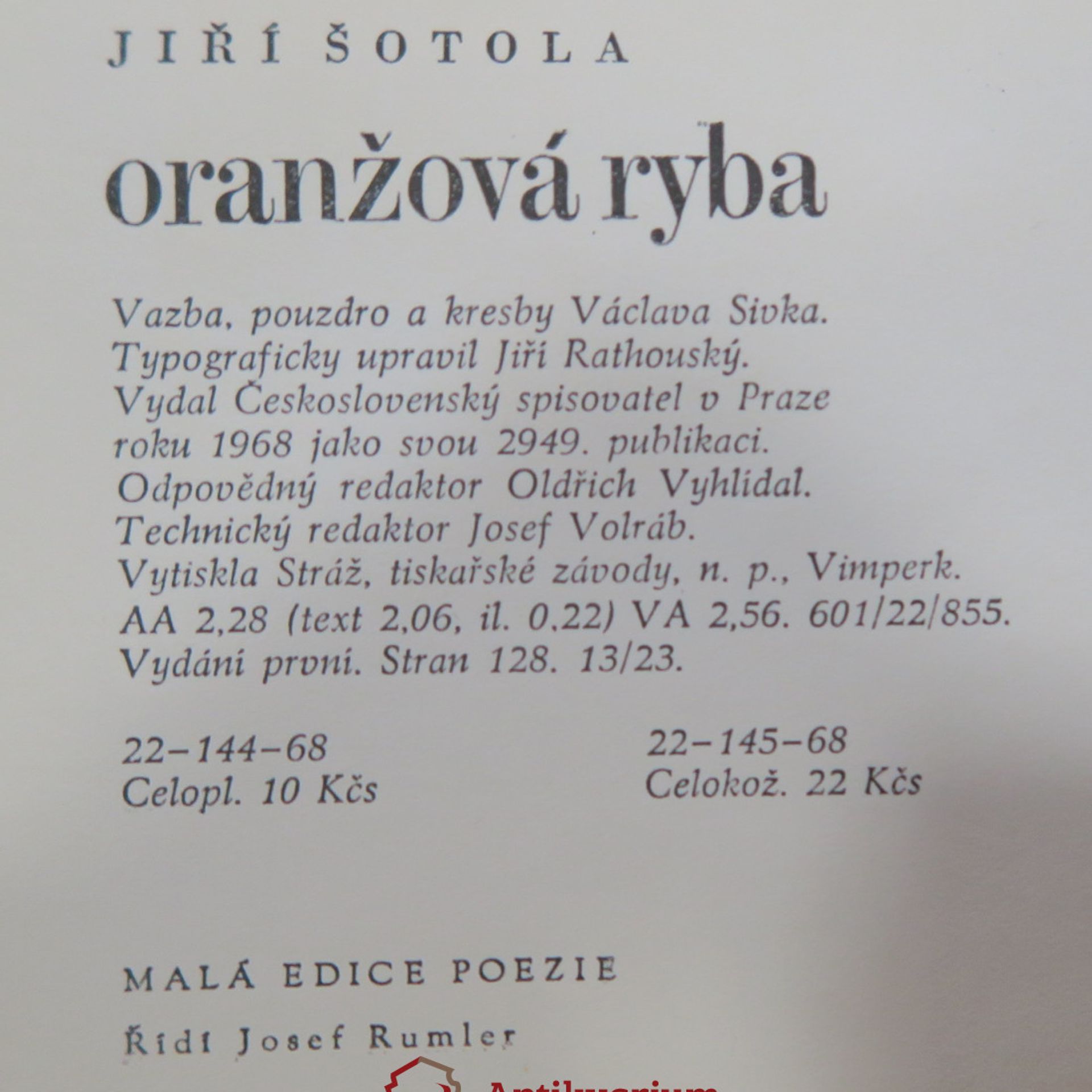 Jiří Šotola Oranžová ryba. Výbor z milostné poezie