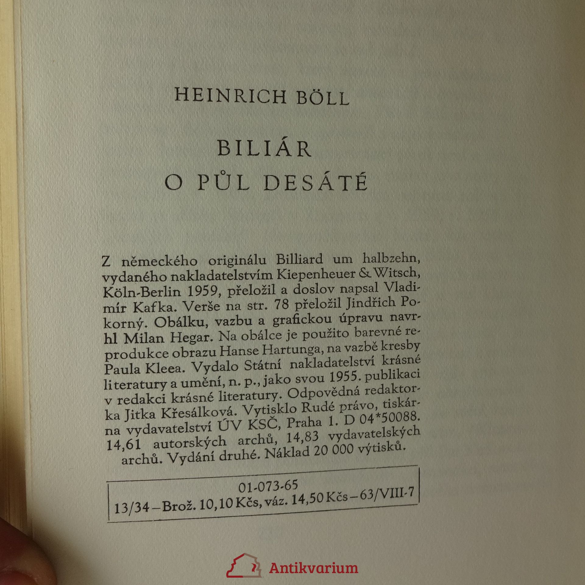 Heinrich Böll Böll: Biliár o půl desáté