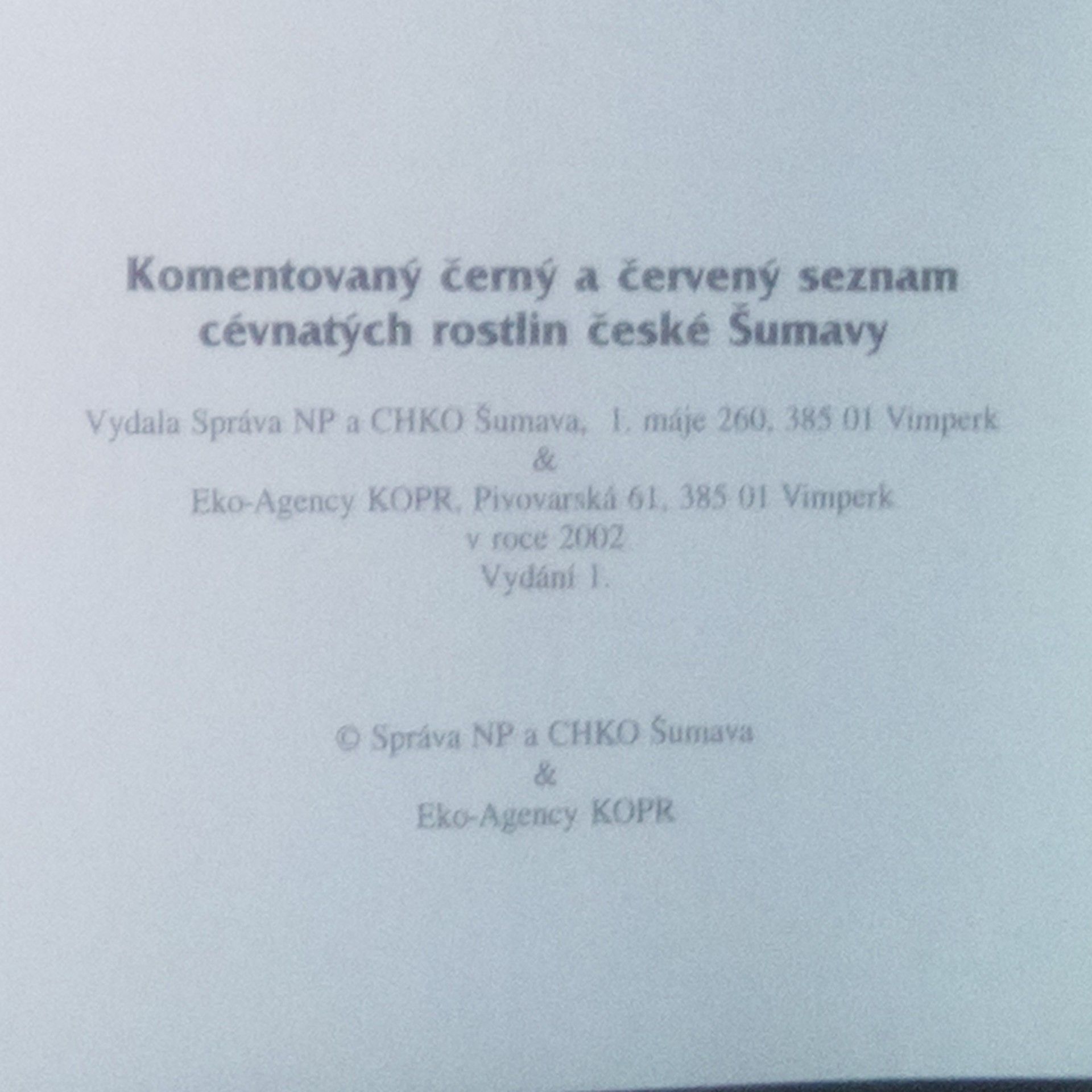 František Procházka Komentovaný černý a červený seznam cévnatých rostlin české Šumavy