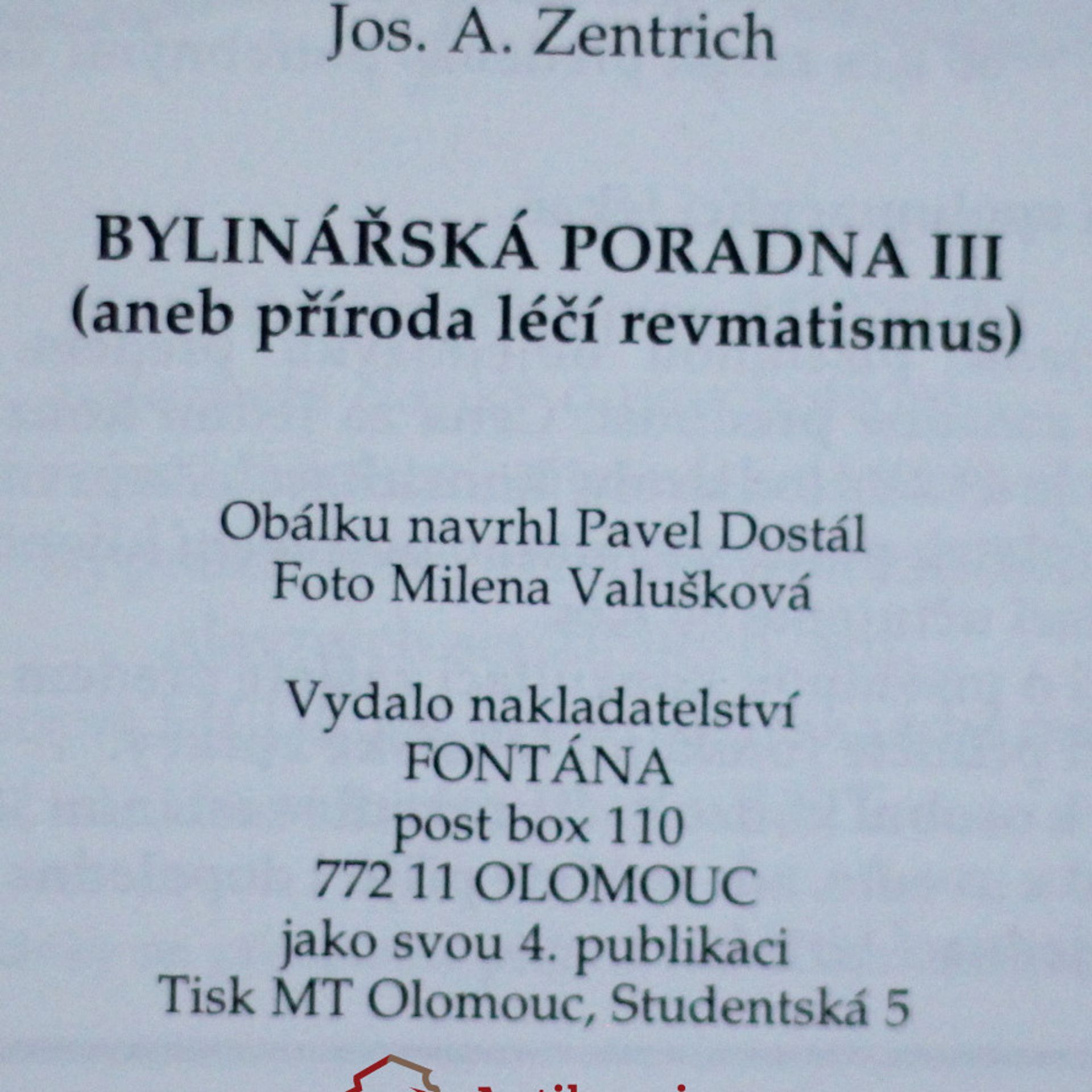 Josef Antonín Zentrich Bylinářská poradna 3