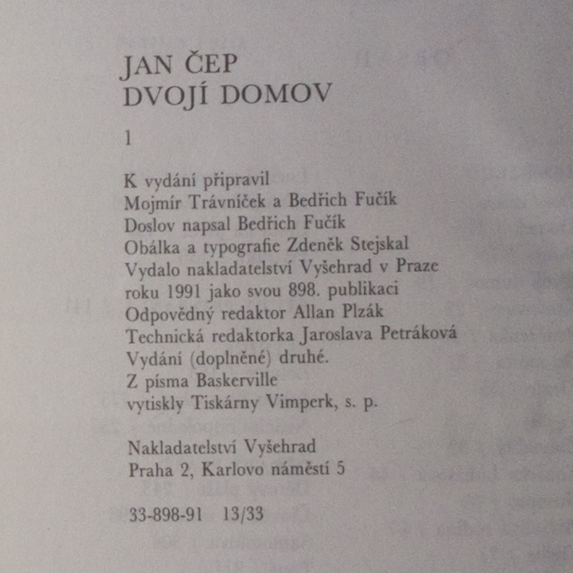 Jan Čep Dvojí domov