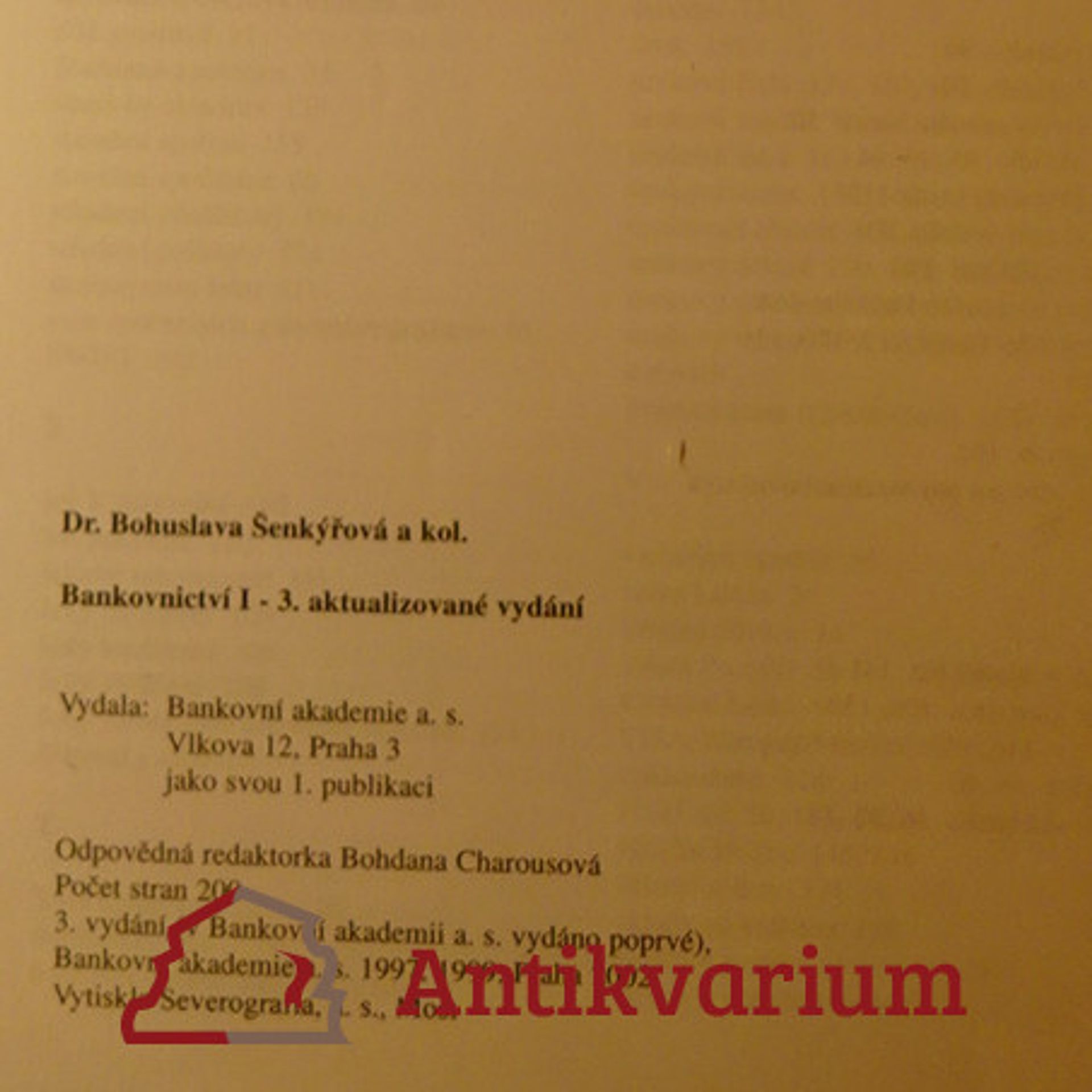 Bohuslava Šenkýřová Bankovnictví I