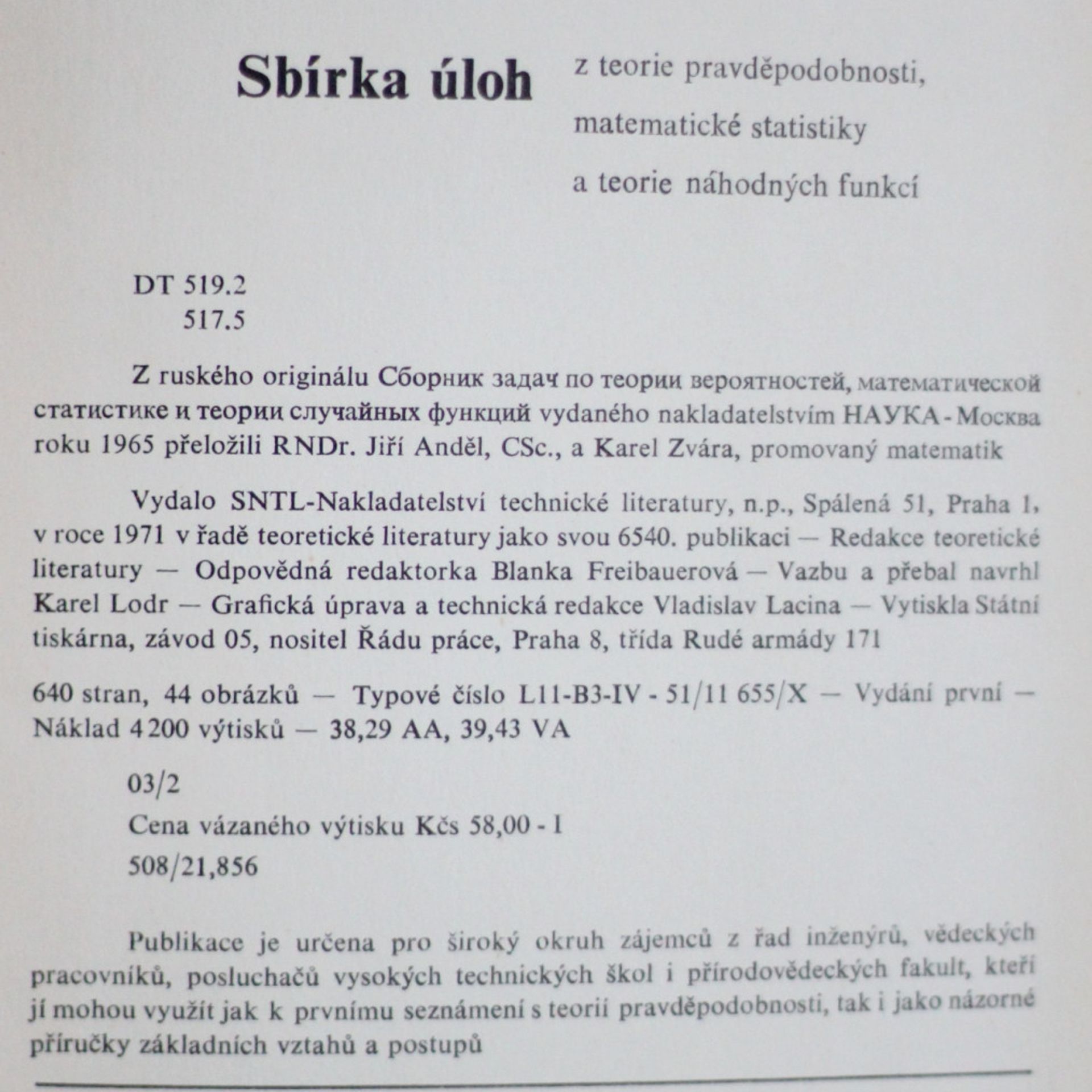 Aram Arutjunovič Svešnikov Sbírka úloh z teorie pravděpodobnosti, matematické statistiky a teorie náhodných funkcí