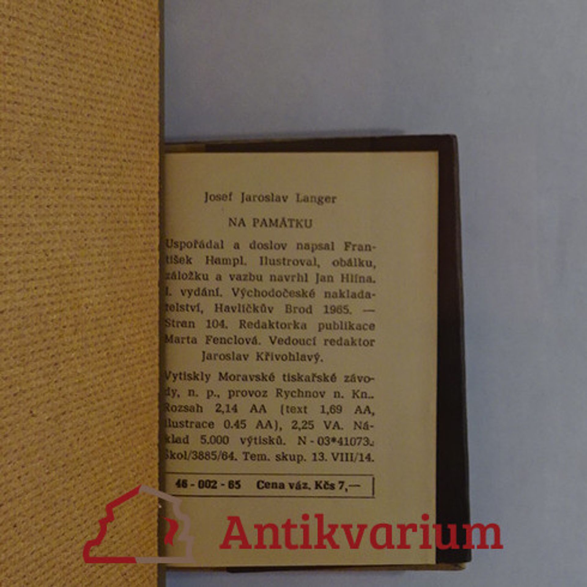 Langer Josef Jaroslav Na památku