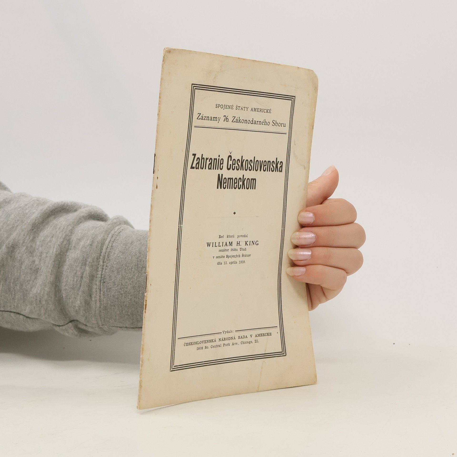 William Henry King Zabranie Československa Nemeckom