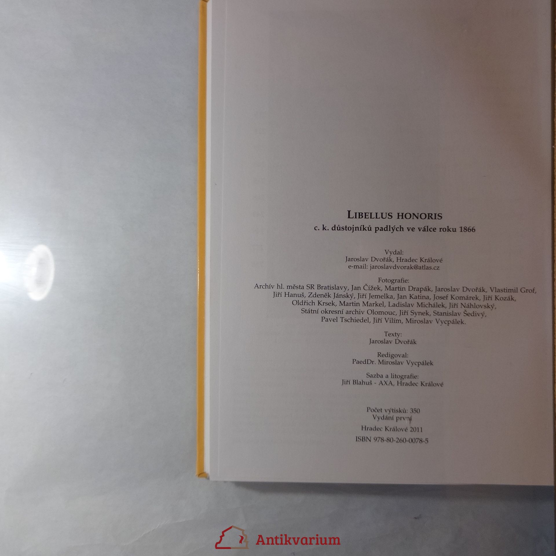 Jaroslav Dvořák Libellus honoris c.k. důstojníků padlých ve válce 1866